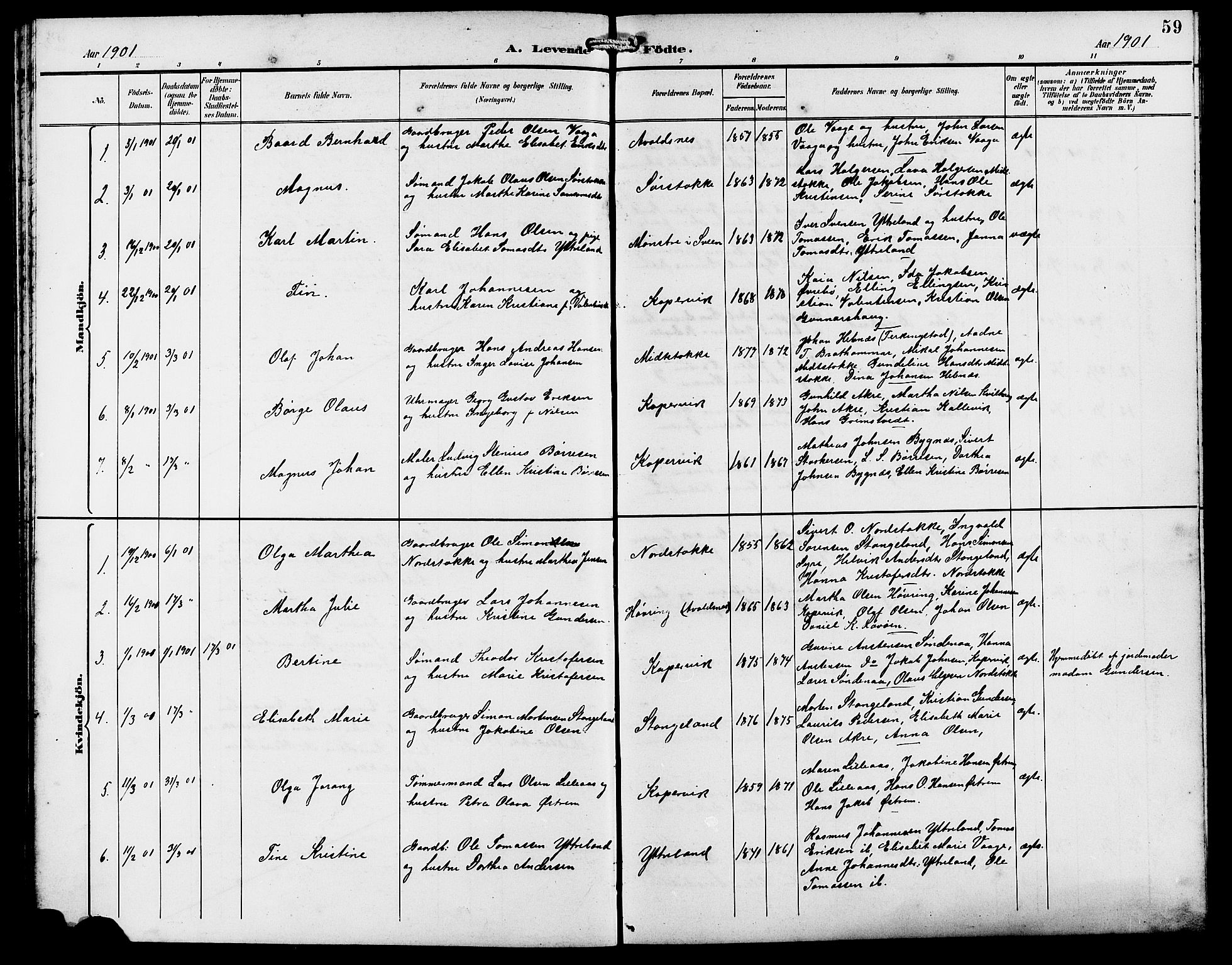 Kopervik sokneprestkontor, SAST/A-101850/H/Ha/Hab/L0003: Klokkerbok nr. B 3, 1891-1909, s. 59