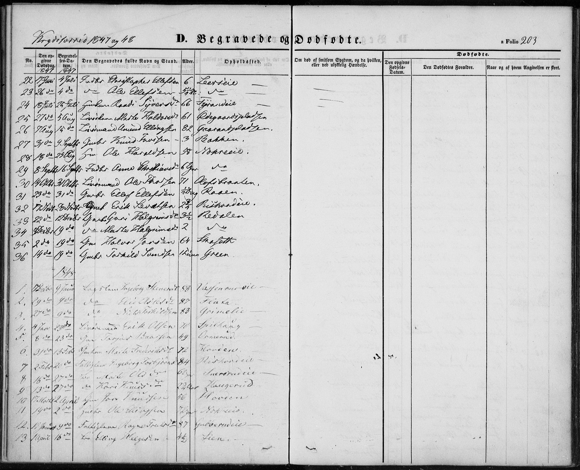 Sigdal kirkebøker, AV/SAKO-A-245/F/Fa/L0007: Ministerialbok nr. I 7, 1844-1849, s. 203