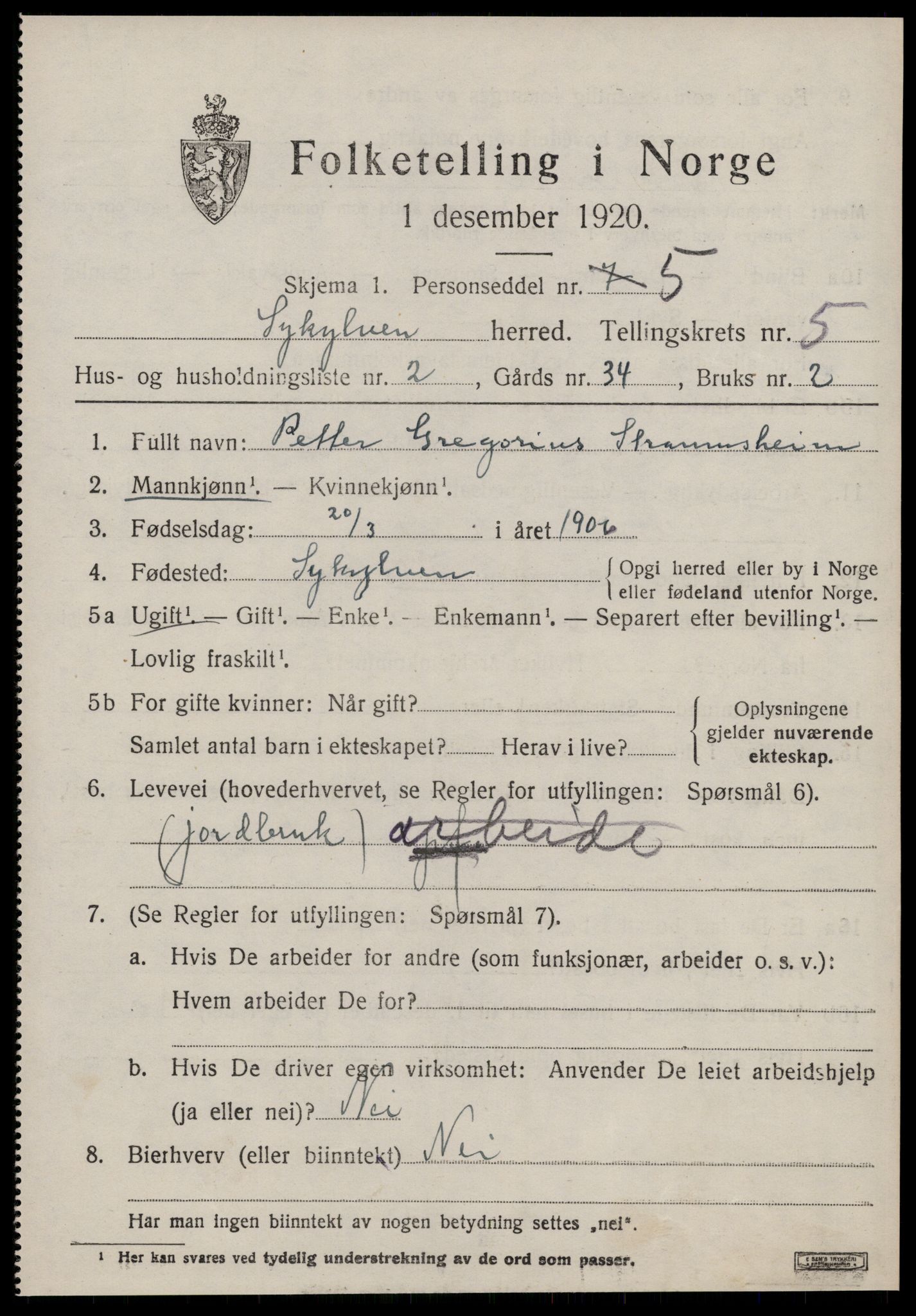 SAT, Folketelling 1920 for 1528 Sykkylven herred, 1920, s. 3215