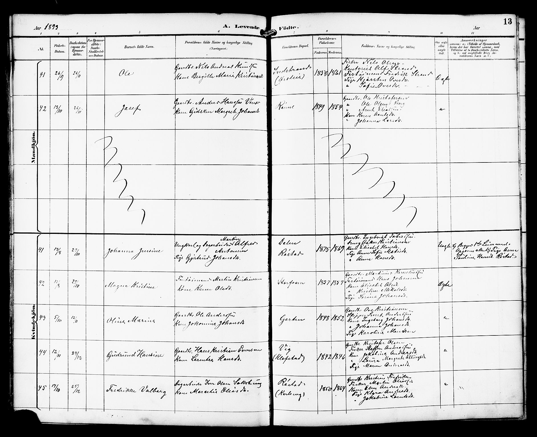 Ministerialprotokoller, klokkerbøker og fødselsregistre - Sør-Trøndelag, SAT/A-1456/659/L0746: Klokkerbok nr. 659C03, 1893-1912, s. 13