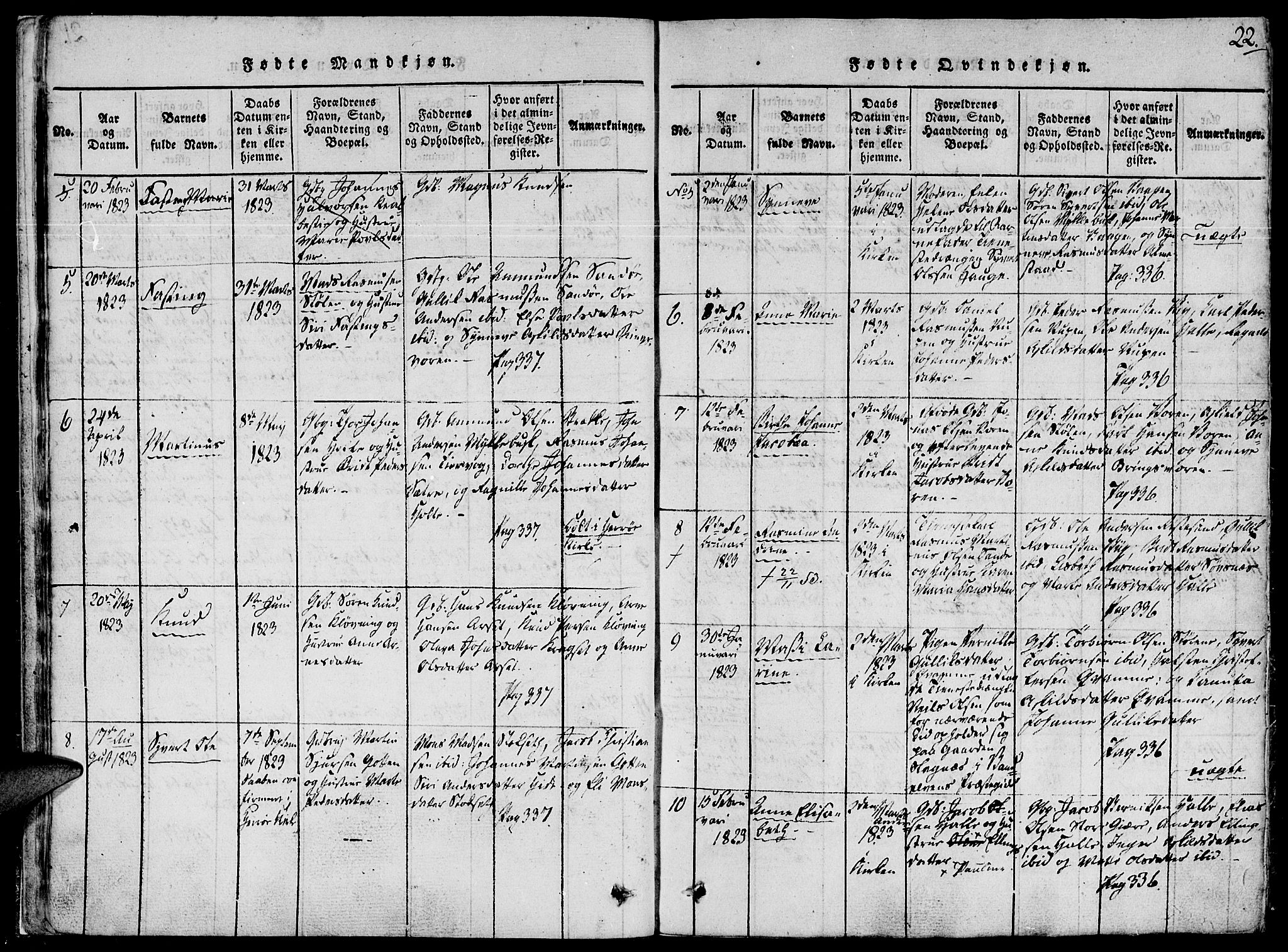 Ministerialprotokoller, klokkerbøker og fødselsregistre - Møre og Romsdal, AV/SAT-A-1454/503/L0033: Ministerialbok nr. 503A01, 1816-1841, s. 22