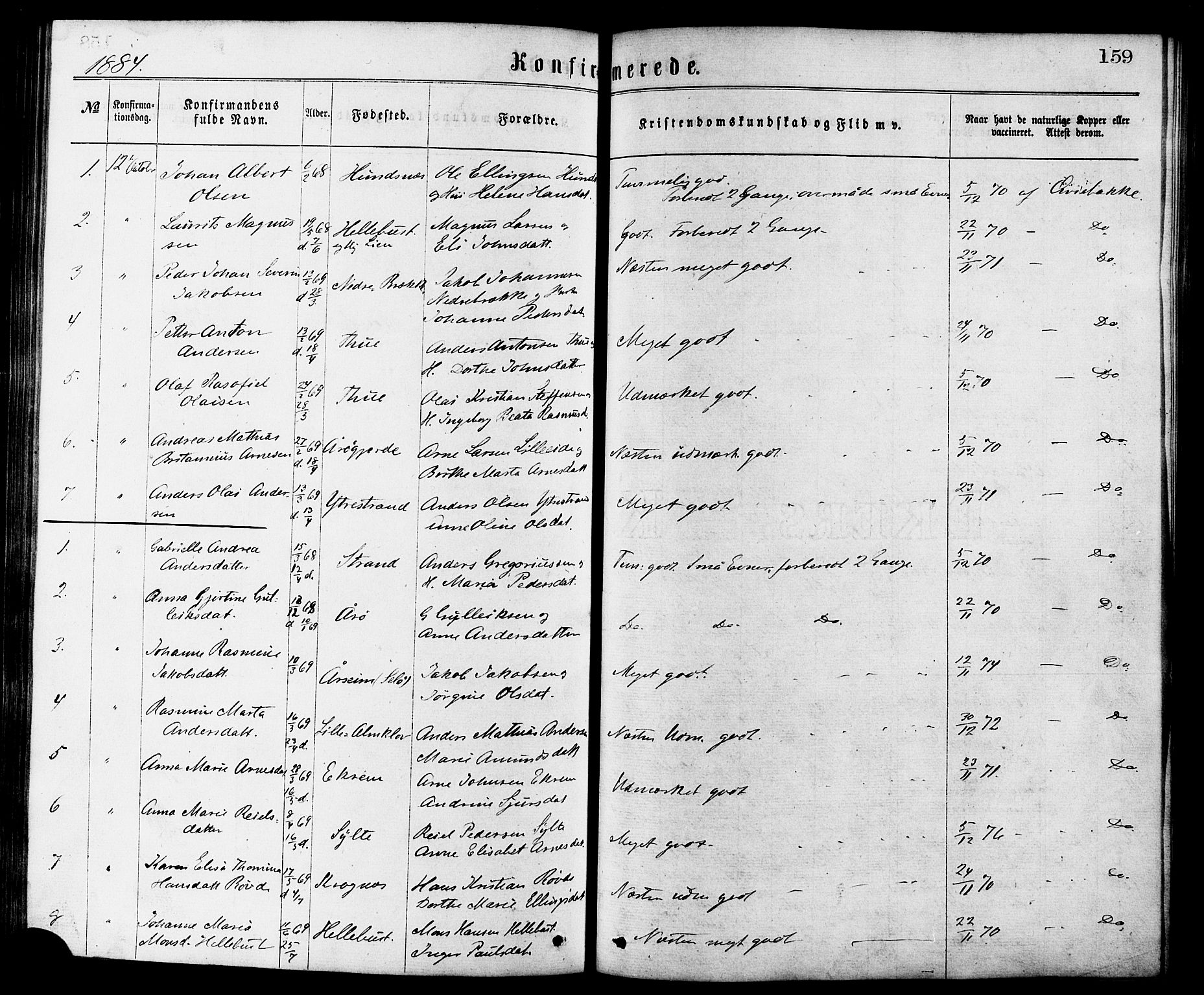 Ministerialprotokoller, klokkerbøker og fødselsregistre - Møre og Romsdal, AV/SAT-A-1454/501/L0007: Ministerialbok nr. 501A07, 1868-1884, s. 159