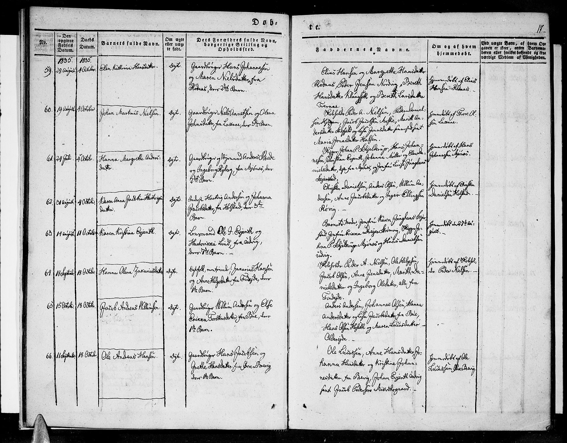 Ministerialprotokoller, klokkerbøker og fødselsregistre - Nordland, SAT/A-1459/852/L0737: Ministerialbok nr. 852A07, 1833-1849, s. 17