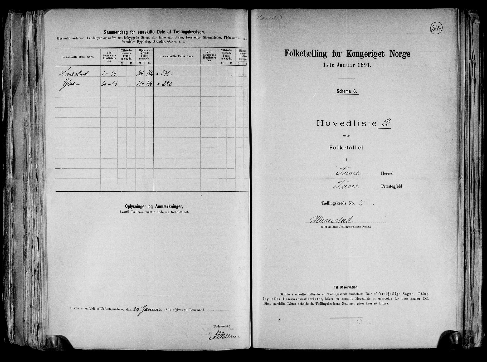 RA, Folketelling 1891 for 0130 Tune herred, 1891, s. 25