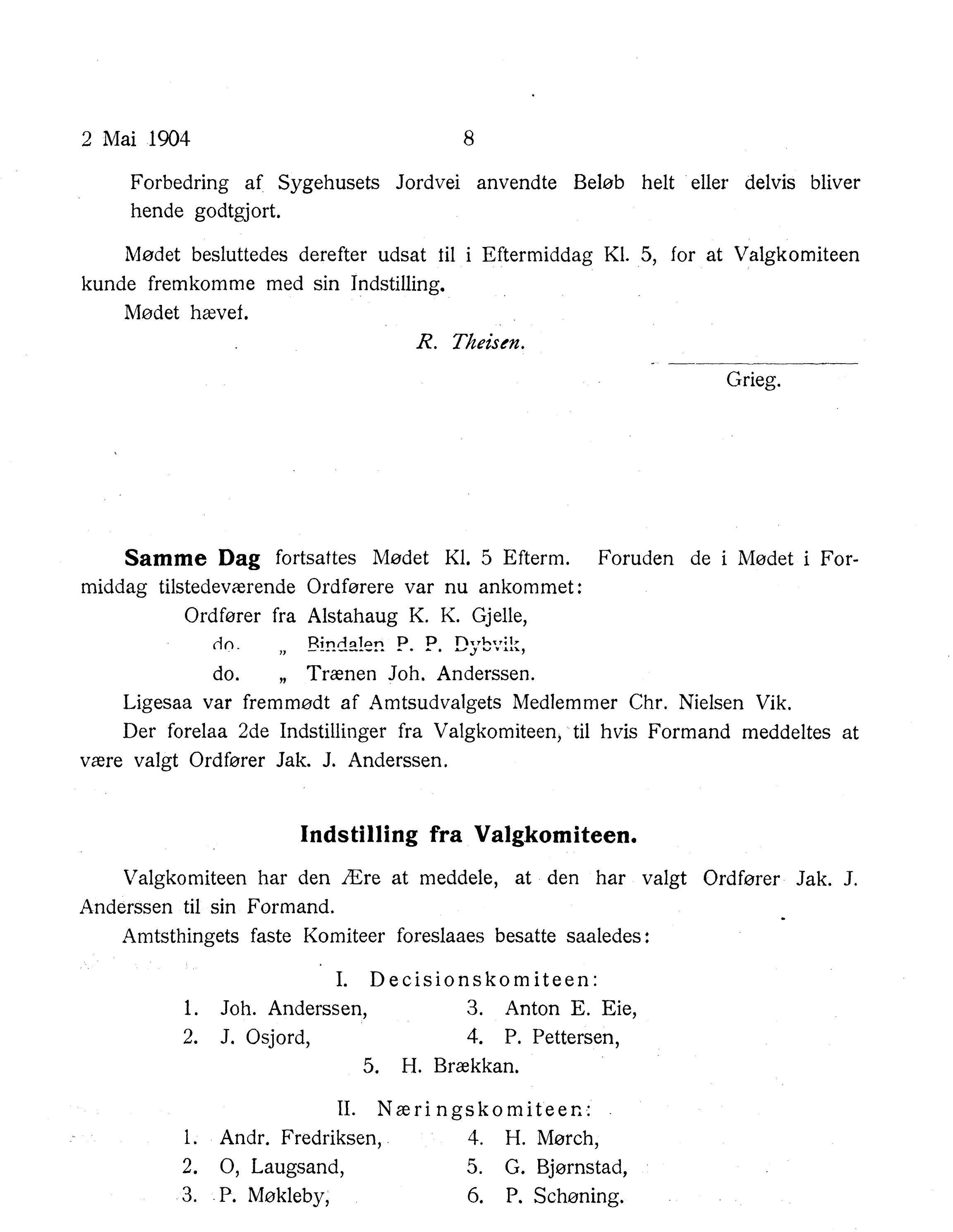 Nordland Fylkeskommune. Fylkestinget, AIN/NFK-17/176/A/Ac/L0027: Fylkestingsforhandlinger 1904, 1904