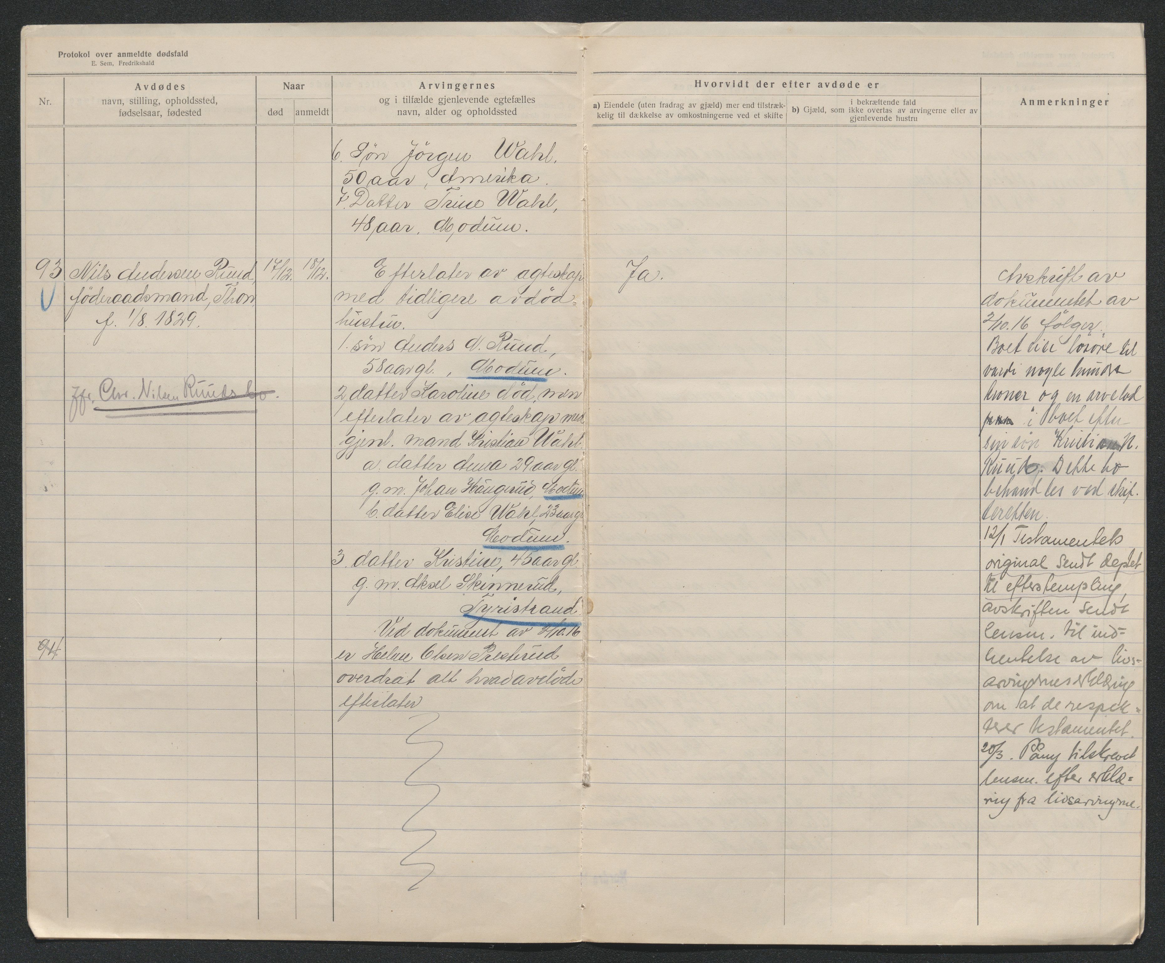 Eiker, Modum og Sigdal sorenskriveri, AV/SAKO-A-123/H/Ha/Hab/L0039: Dødsfallsmeldinger, 1918-1919, s. 1201