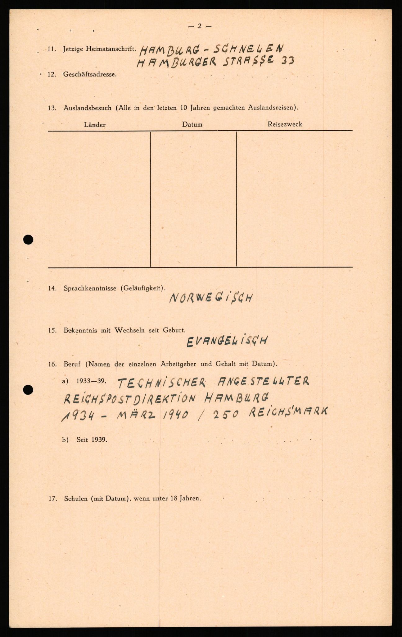 Forsvaret, Forsvarets overkommando II, AV/RA-RAFA-3915/D/Db/L0035: CI Questionaires. Tyske okkupasjonsstyrker i Norge. Tyskere., 1945-1946, s. 436