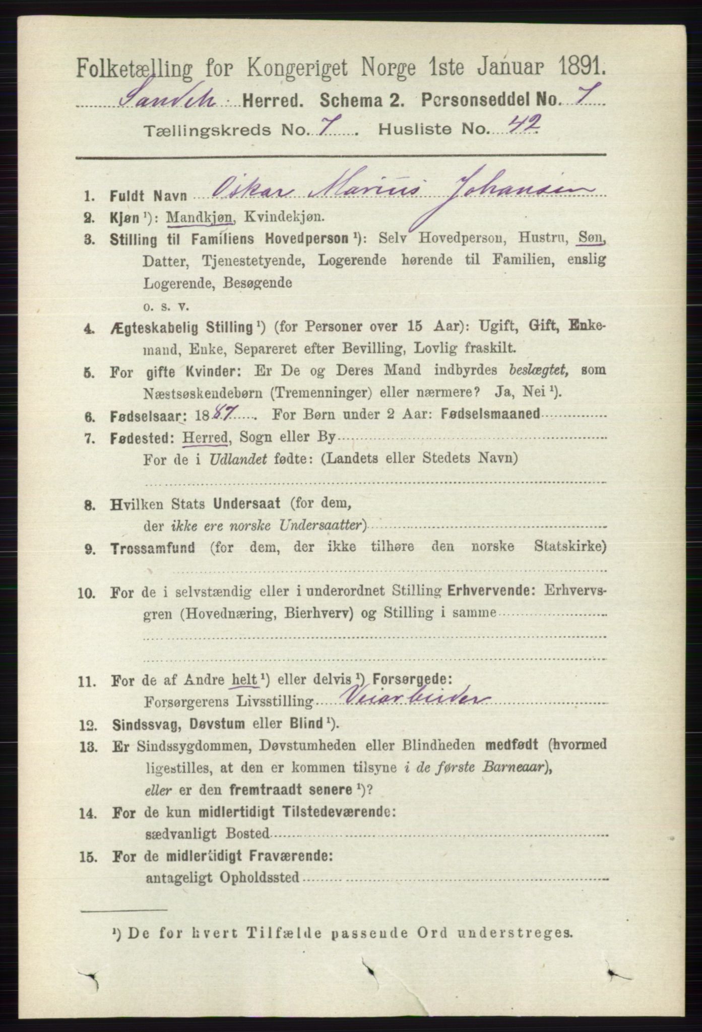 RA, Folketelling 1891 for 0724 Sandeherred herred, 1891, s. 4296