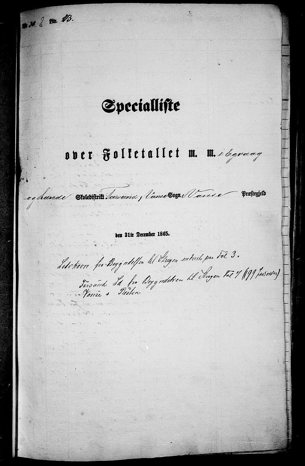 RA, Folketelling 1865 for 1041L Vanse prestegjeld, Vanse sokn og Farsund landsokn, 1865, s. 31