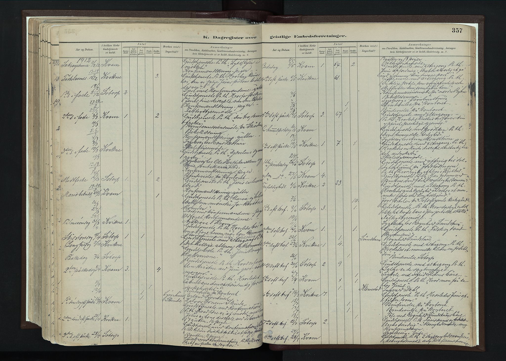 Nord-Fron prestekontor, AV/SAH-PREST-080/H/Ha/Haa/L0004: Ministerialbok nr. 4, 1884-1914, s. 357