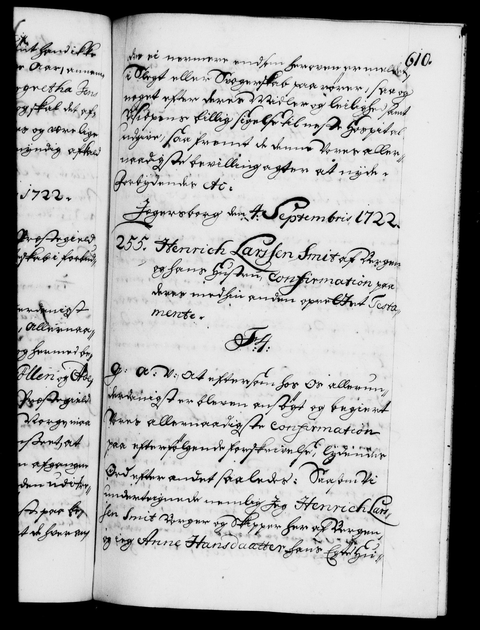 Danske Kanselli 1572-1799, RA/EA-3023/F/Fc/Fca/Fcaa/L0023: Norske registre, 1720-1722, s. 610a