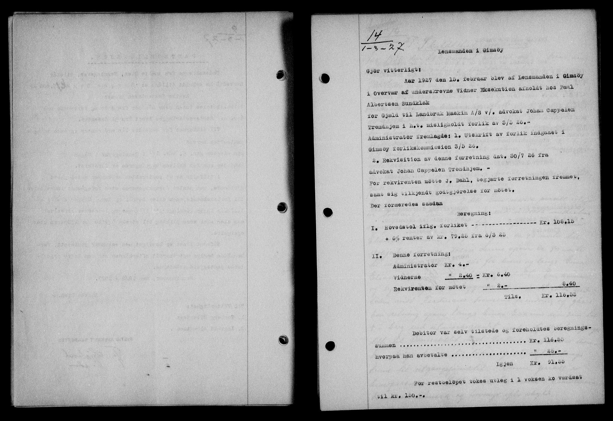 Lofoten sorenskriveri, SAT/A-0017/1/2/2C/L0015b: Pantebok nr. 15b, 1927-1927, Tingl.dato: 01.03.1927