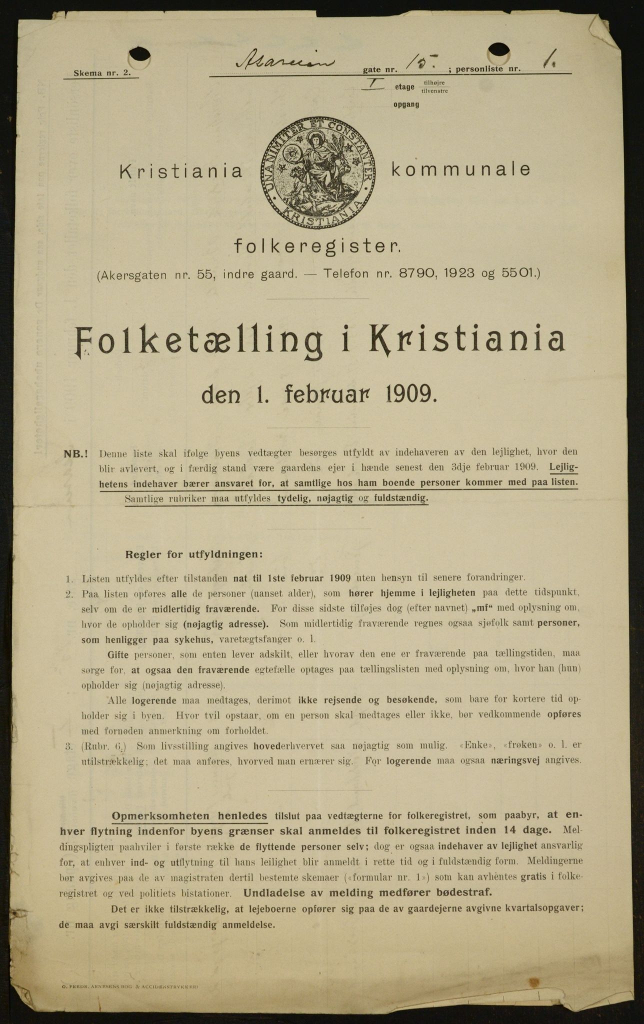 OBA, Kommunal folketelling 1.2.1909 for Kristiania kjøpstad, 1909, s. 118940