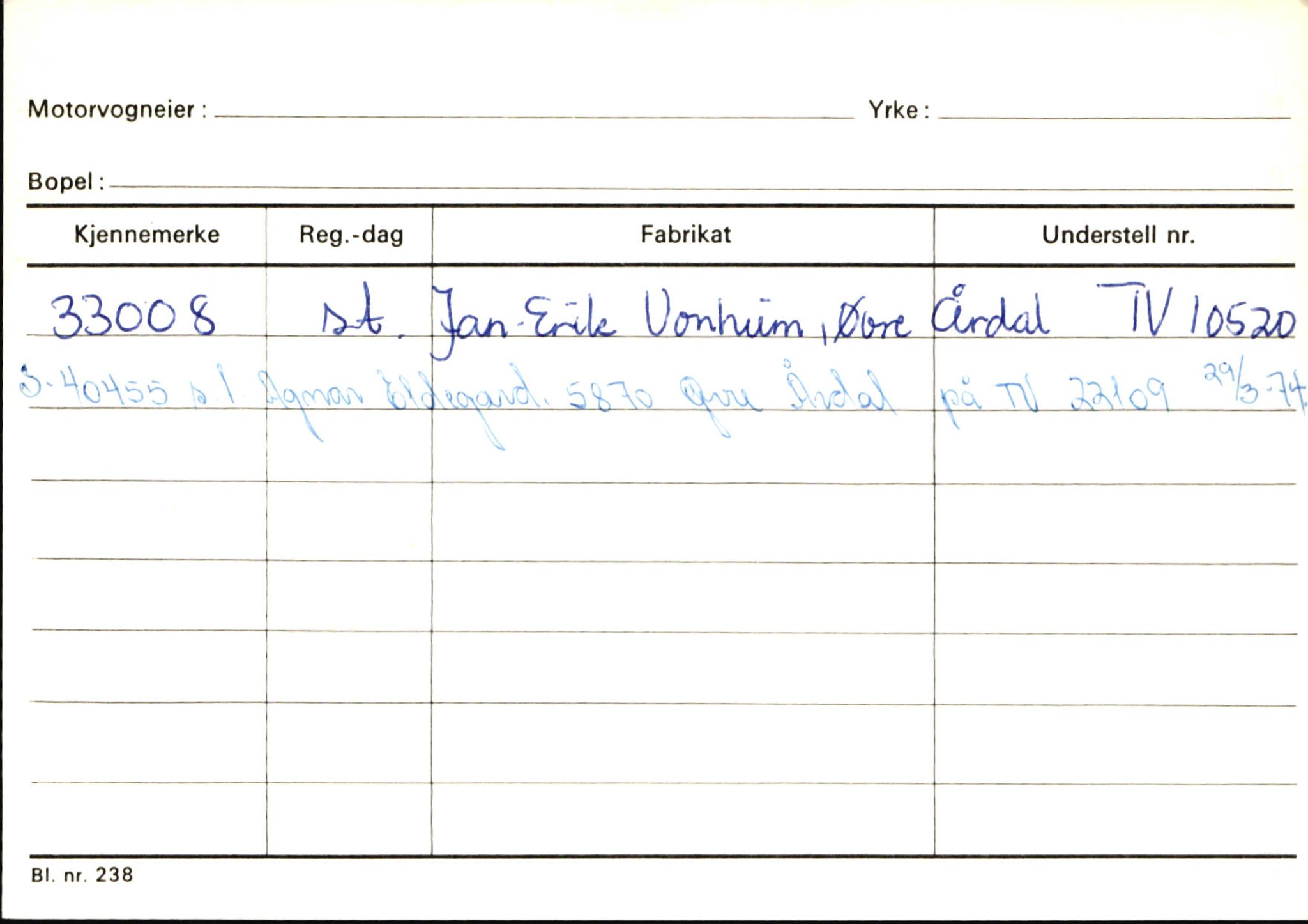 Statens vegvesen, Sogn og Fjordane vegkontor, AV/SAB-A-5301/4/F/L0146: Registerkort Årdal R-Å samt diverse kort, 1945-1975, s. 1209