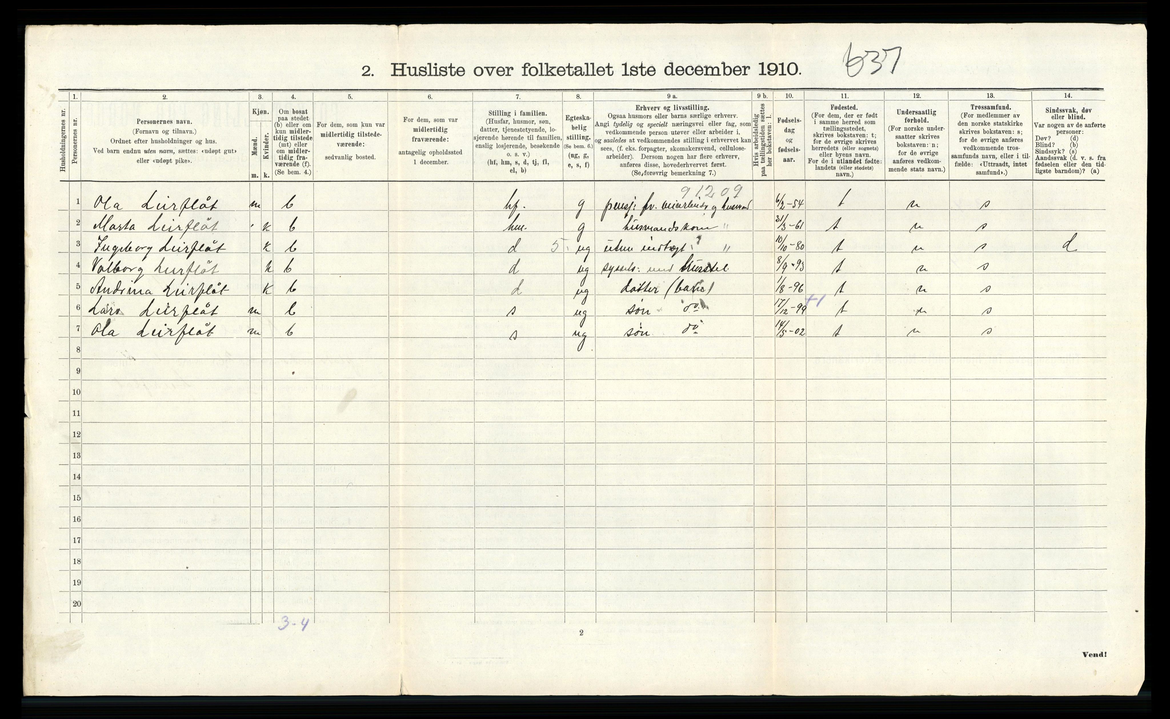 RA, Folketelling 1910 for 1229 Røldal herred, 1910, s. 284