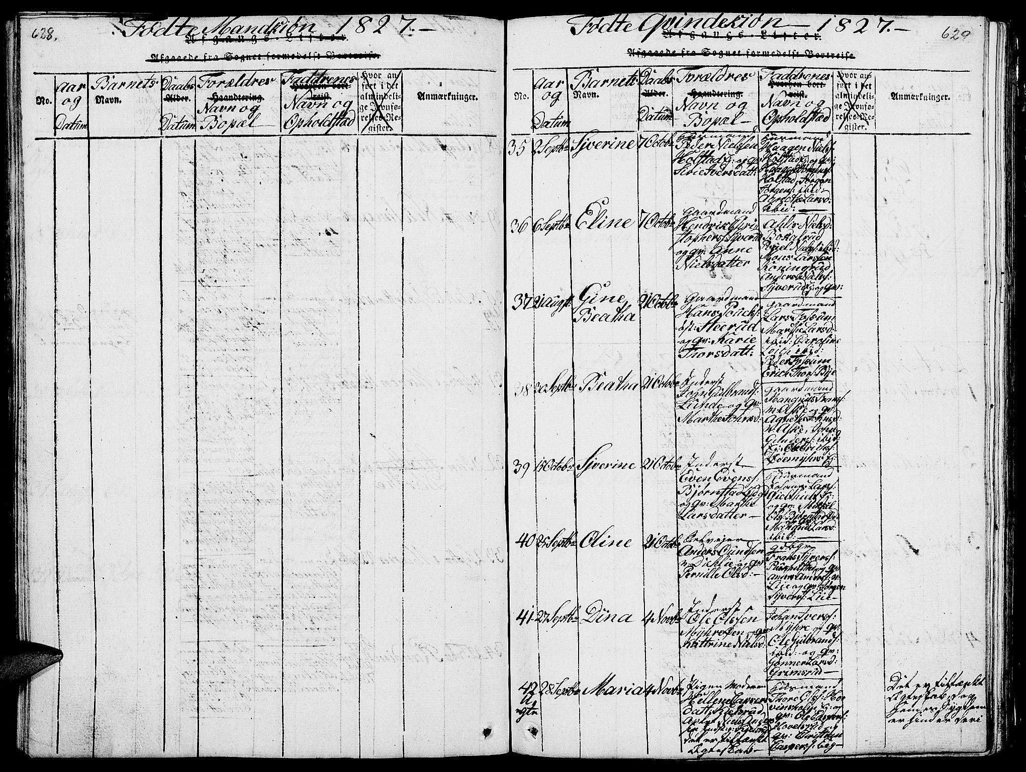 Nes prestekontor, Hedmark, AV/SAH-PREST-020/L/La/L0003: Klokkerbok nr. 3, 1814-1831, s. 628-629