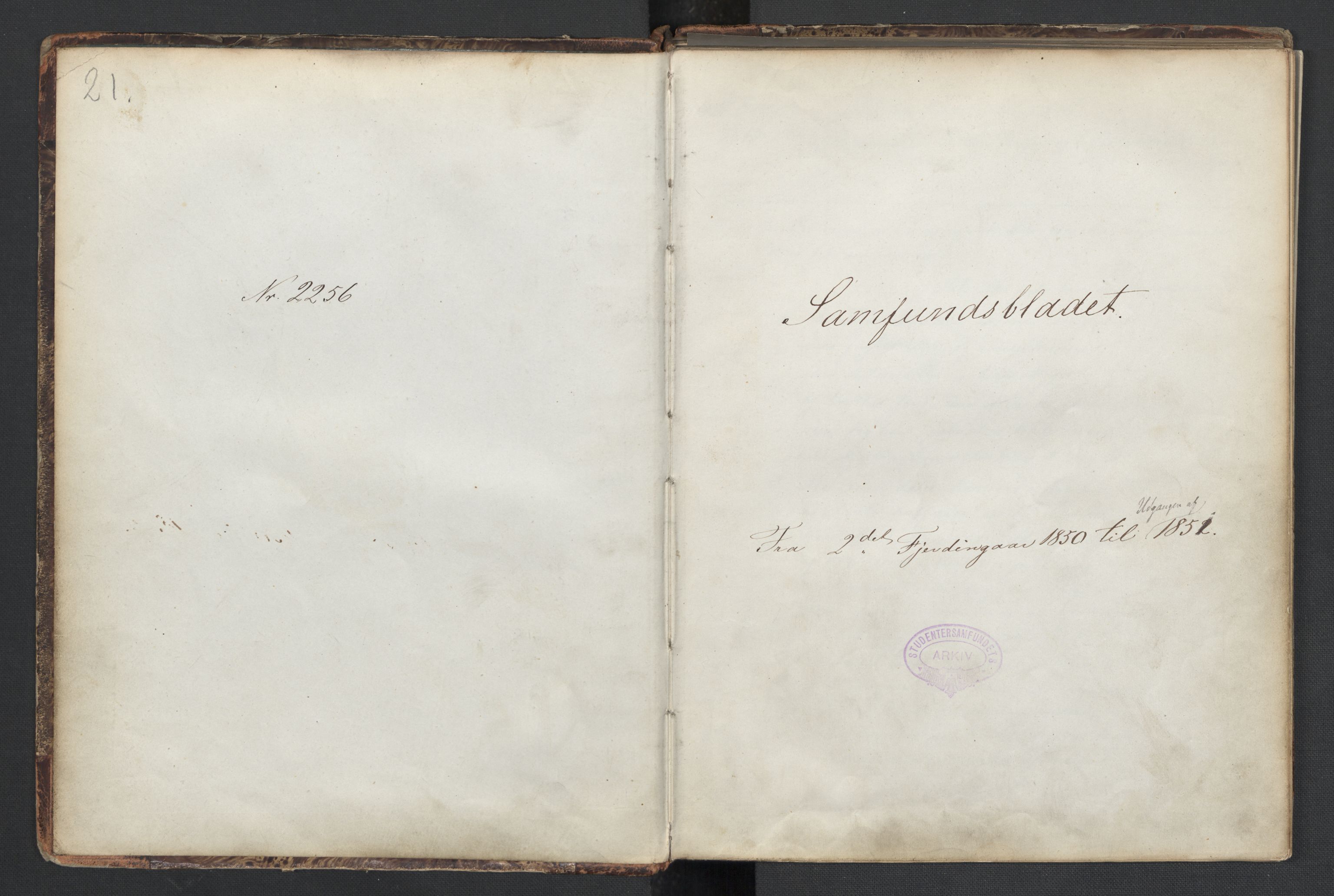 Det Norske Studentersamfund, RA/PA-1322/X/Xa/L0004/0003: -- / Samfundsbladet, 1850-1851, s. 3