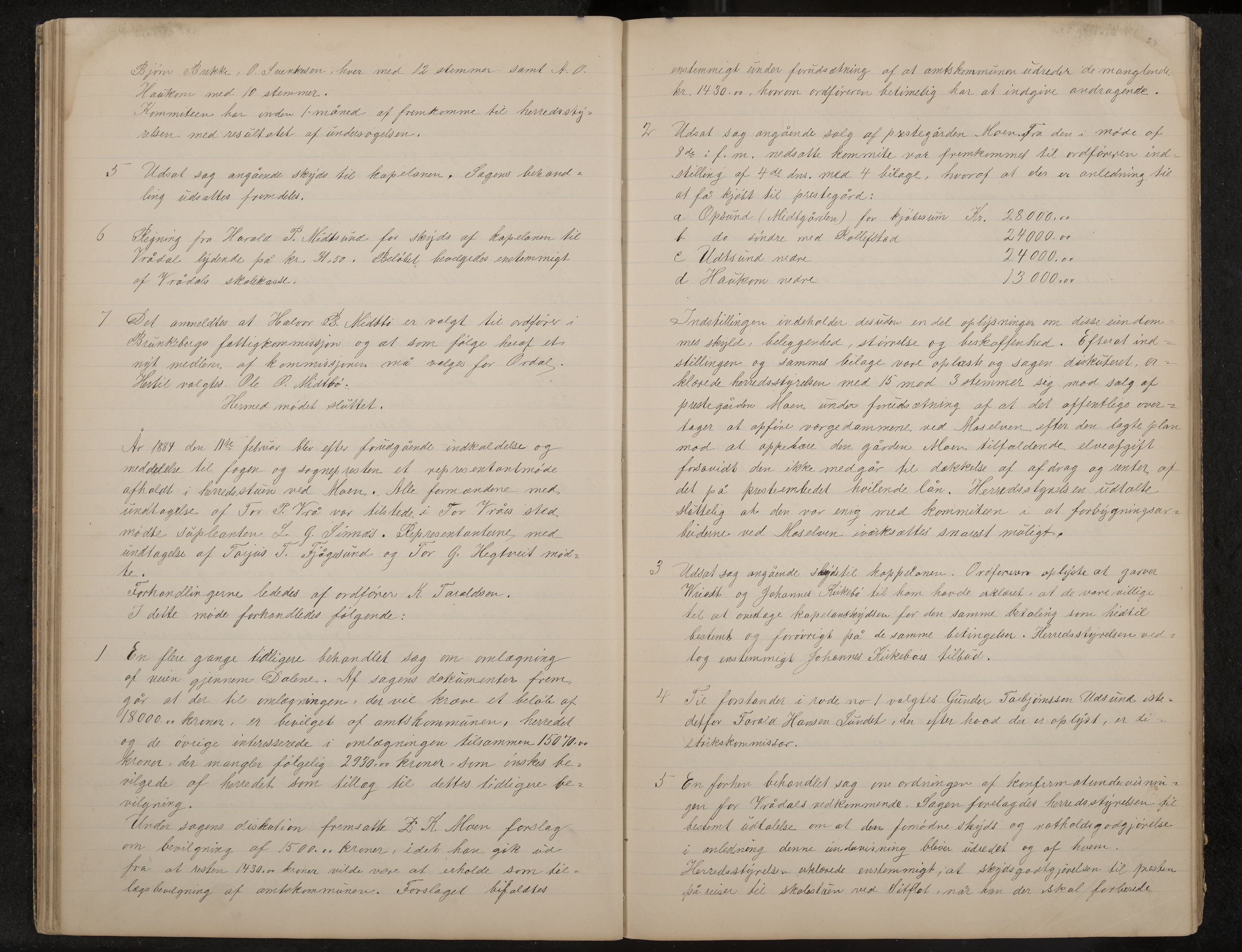 Kviteseid formannskap og sentraladministrasjon, IKAK/0829021/A/Aa/L0002: Utskrift av møtebok, 1882-1888, s. 24a