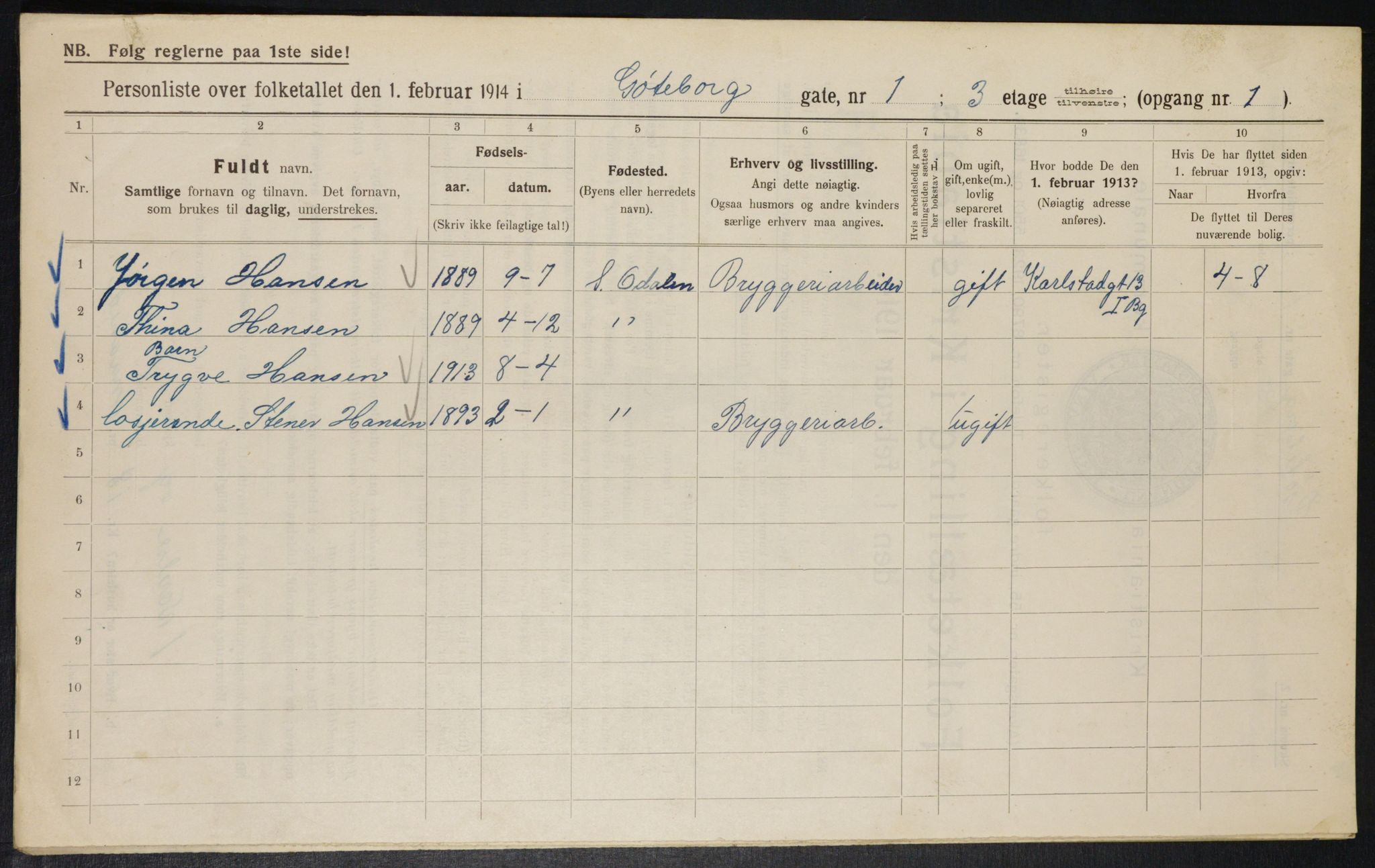 OBA, Kommunal folketelling 1.2.1914 for Kristiania, 1914, s. 32792