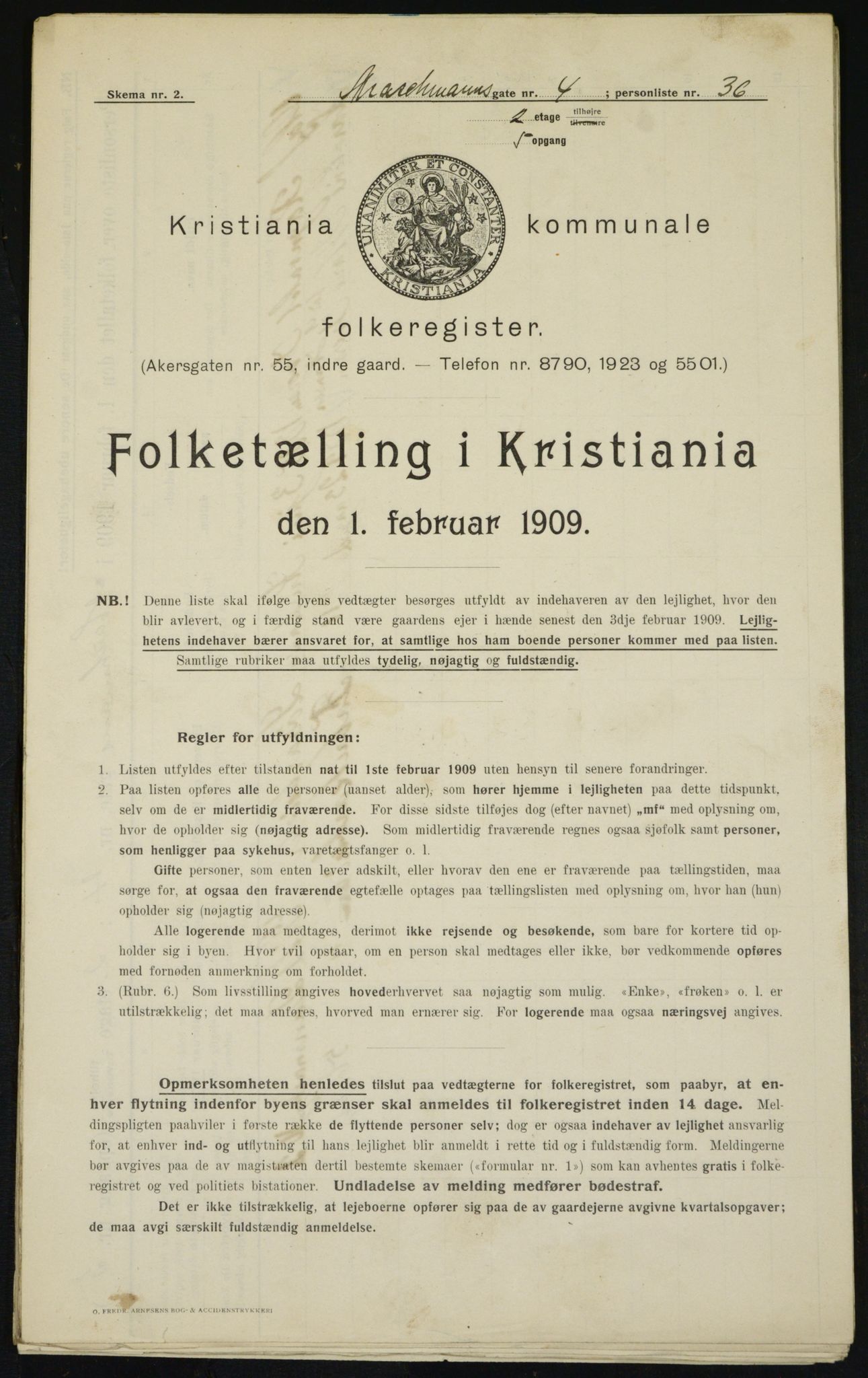 OBA, Kommunal folketelling 1.2.1909 for Kristiania kjøpstad, 1909, s. 58772