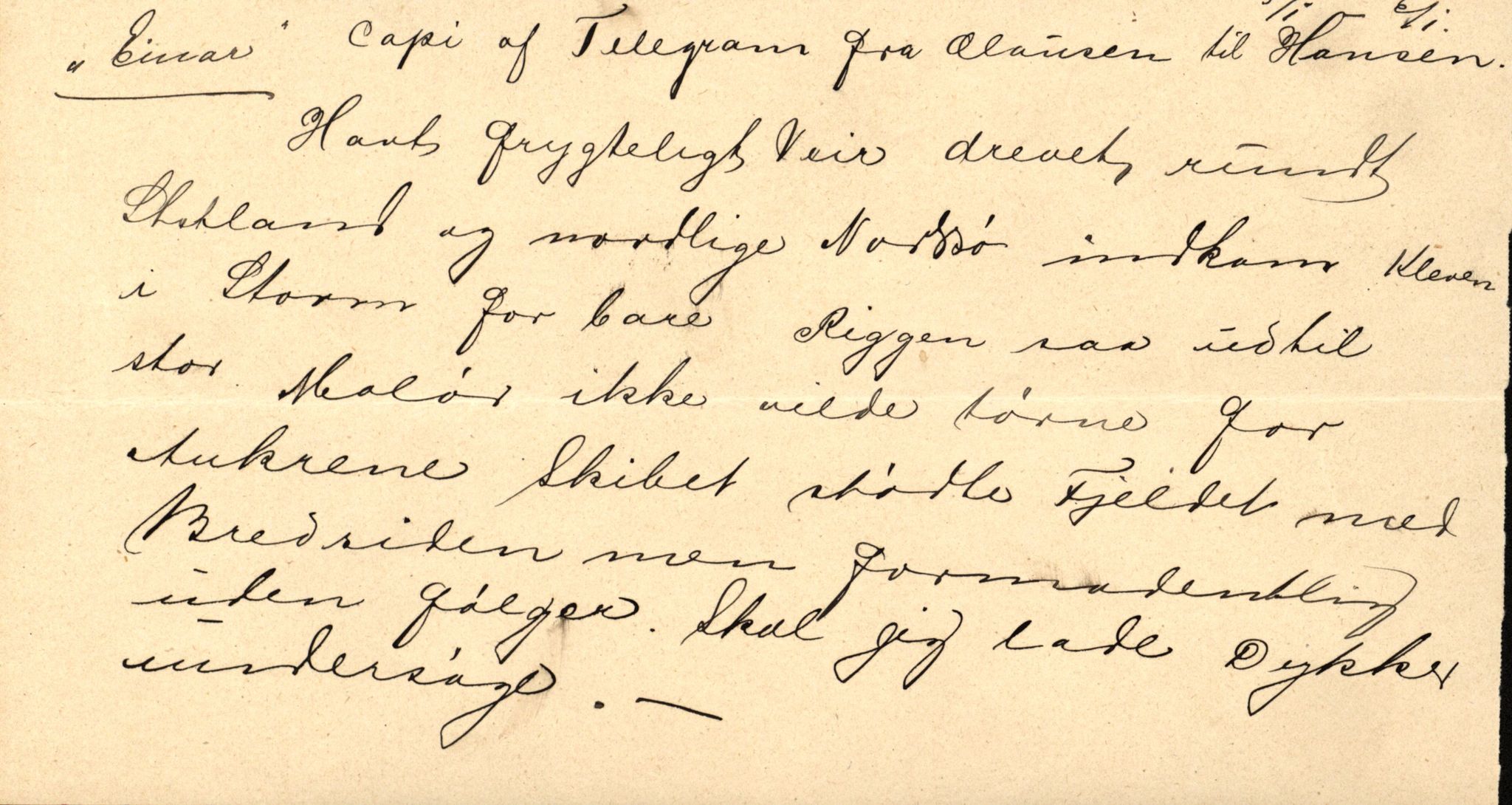 Pa 63 - Østlandske skibsassuranceforening, VEMU/A-1079/G/Ga/L0027/0006: Havaridokumenter / Union, Trio, Einar, Eidsvold, Emma, Svalen, 1891, s. 40