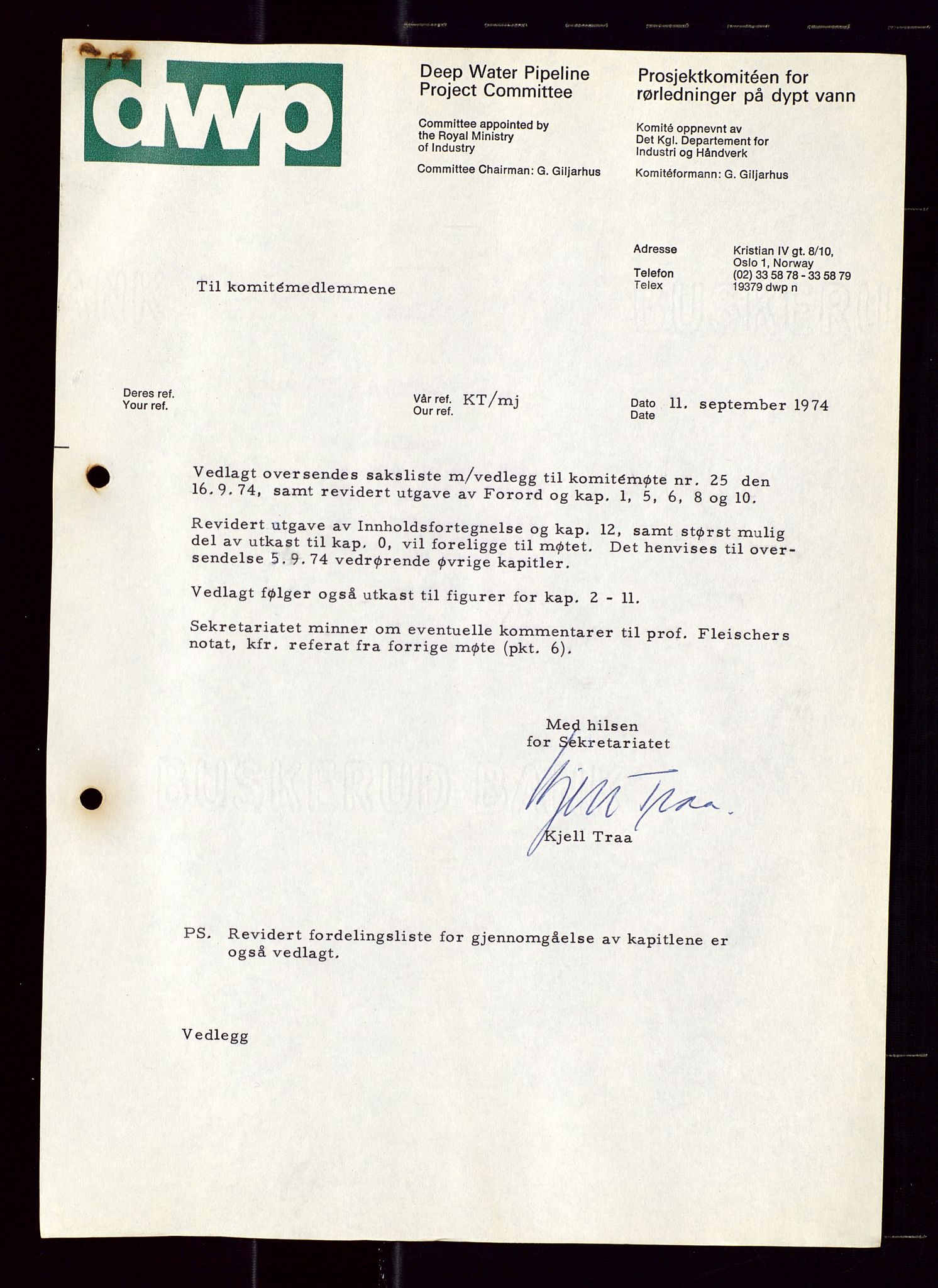 Industridepartementet, Oljekontoret, AV/SAST-A-101348/Di/L0001: DWP, møter juni - november, komiteemøter nr. 19 - 26, 1973-1974, s. 696