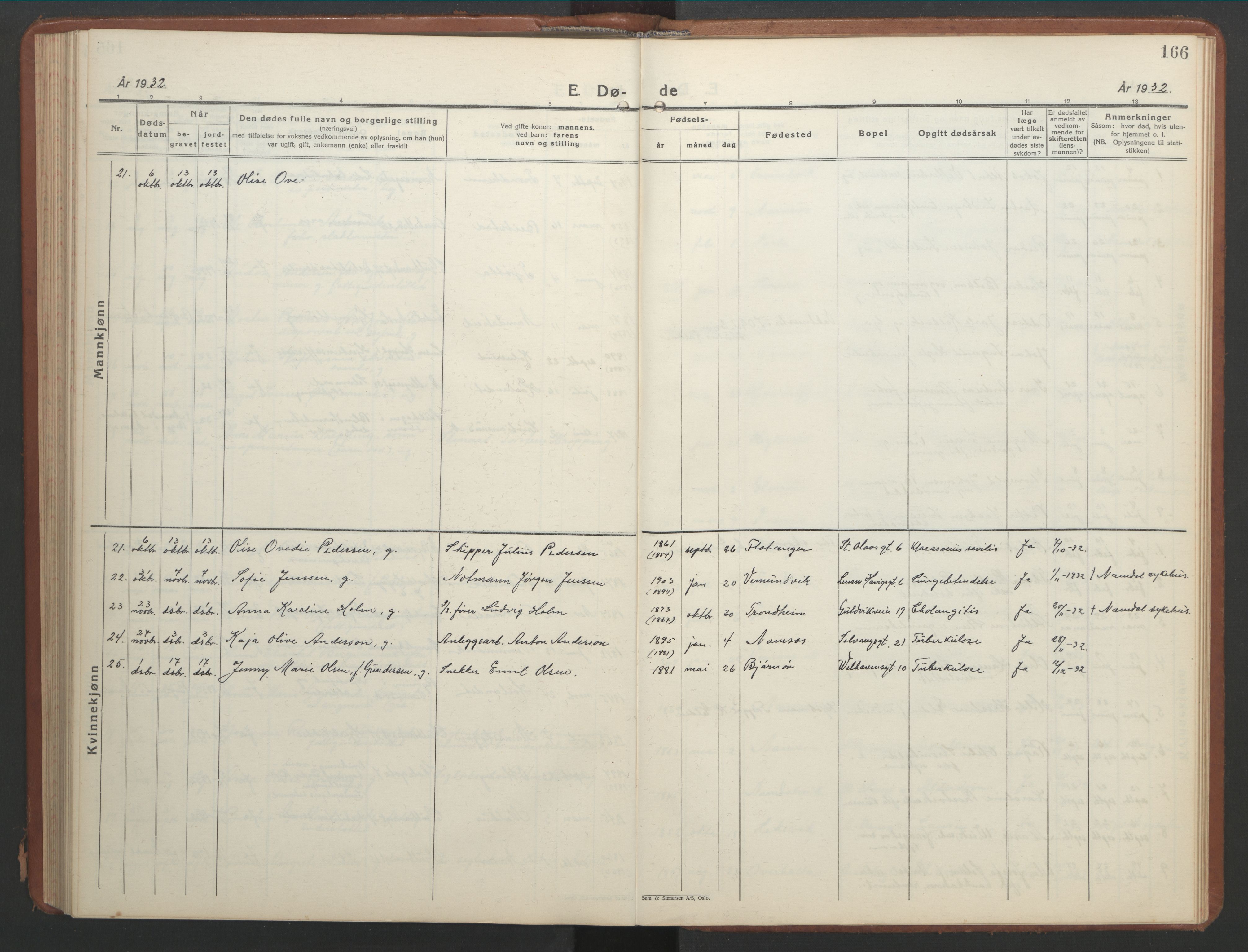 Ministerialprotokoller, klokkerbøker og fødselsregistre - Nord-Trøndelag, AV/SAT-A-1458/768/L0583: Klokkerbok nr. 768C01, 1928-1953, s. 166