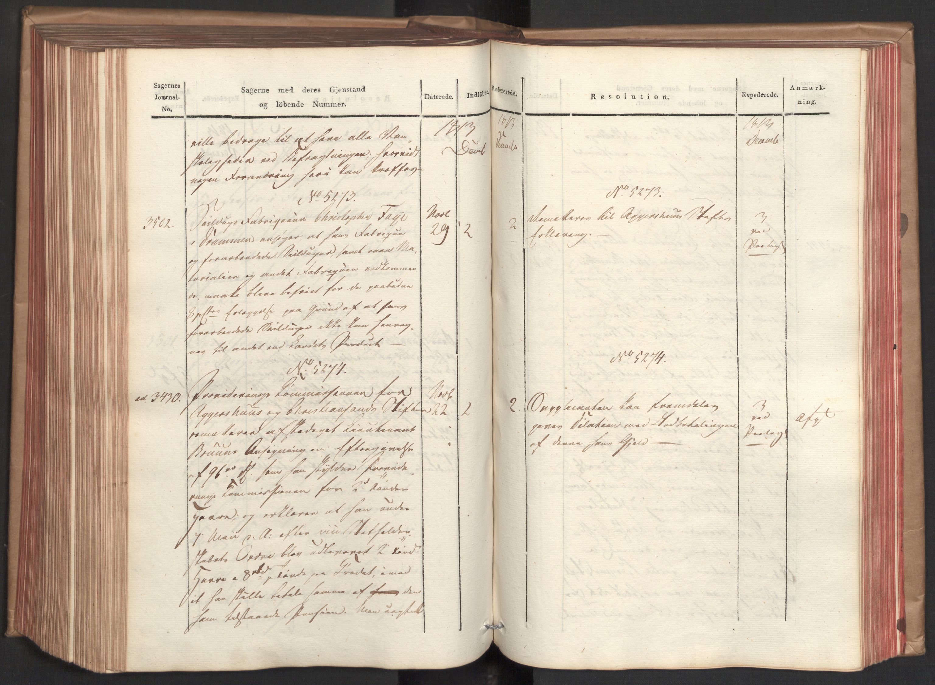 Stattholderembetet 1810-1814, 2. kontor (Kontor B), AV/RA-EA-5432/Ab/L0008: Referatprotokoll,  j.nr. 3043-3538,  l.nr. 4732-5314, 1813, s. 272