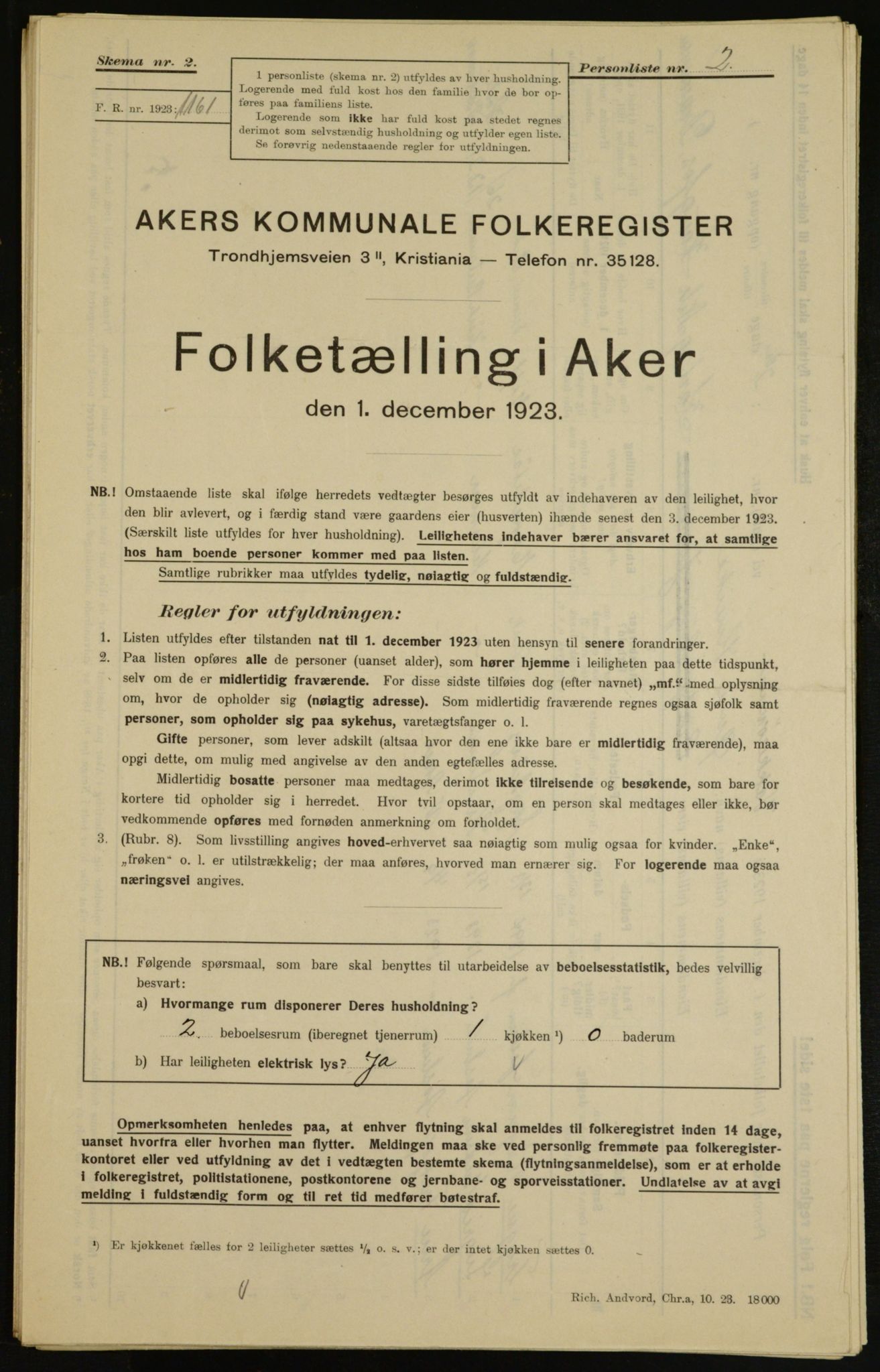 , Kommunal folketelling 1.12.1923 for Aker, 1923, s. 7001