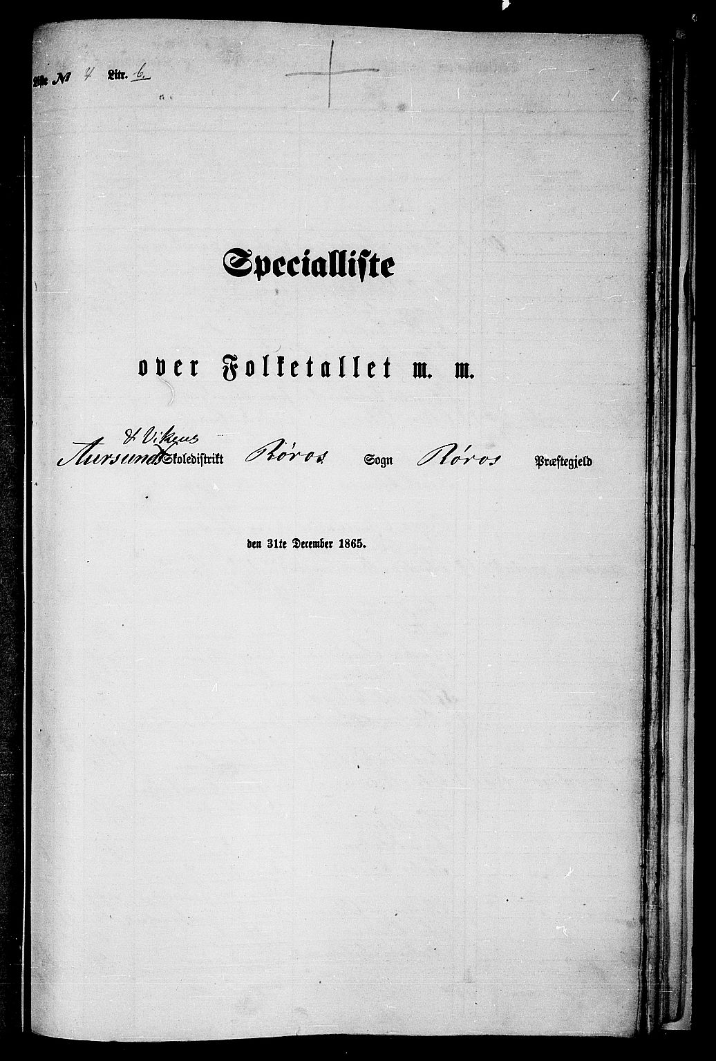 RA, Folketelling 1865 for 1640P Røros prestegjeld, 1865, s. 130