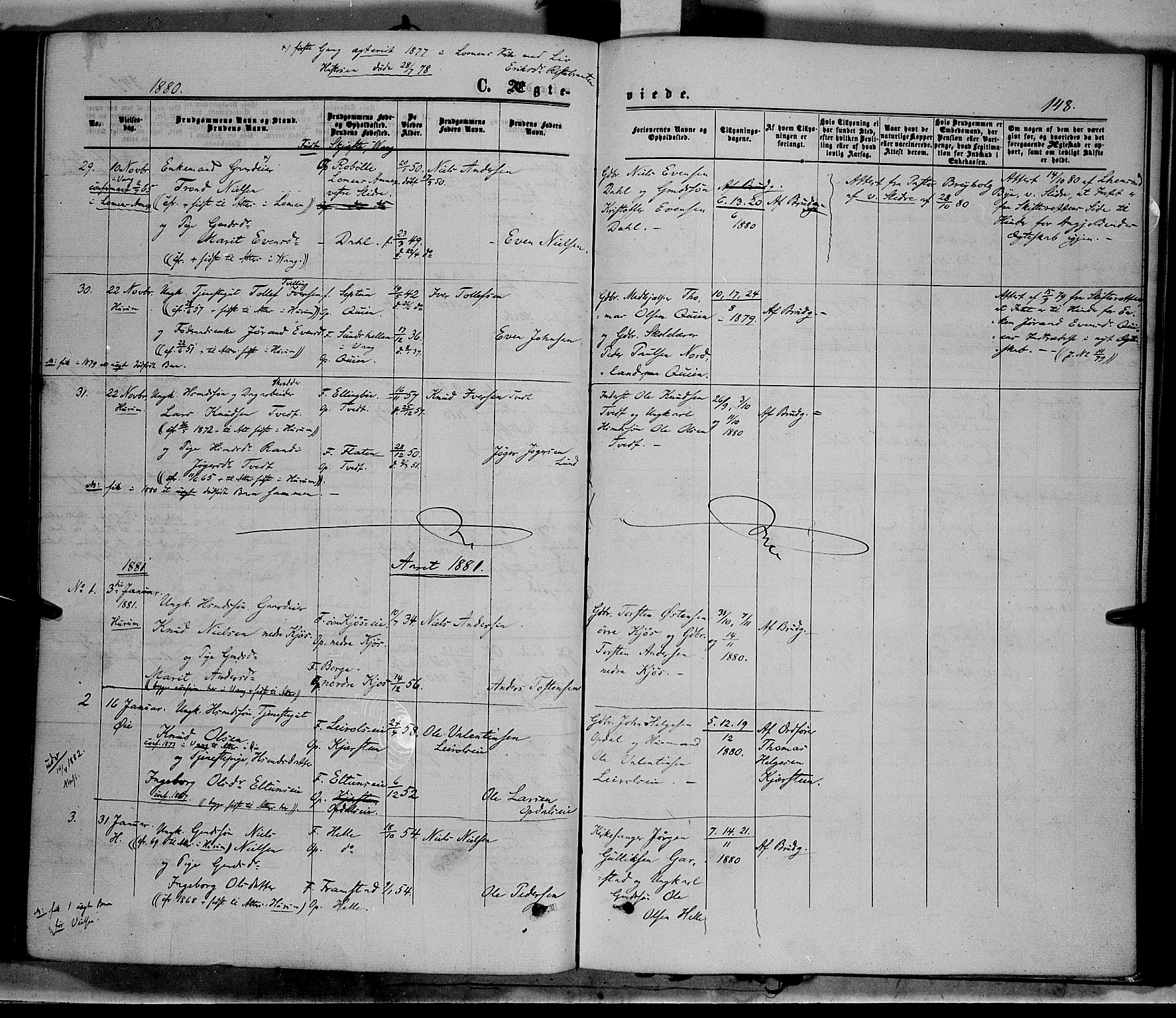 Vang prestekontor, Valdres, SAH/PREST-140/H/Ha/L0007: Ministerialbok nr. 7, 1865-1881, s. 148