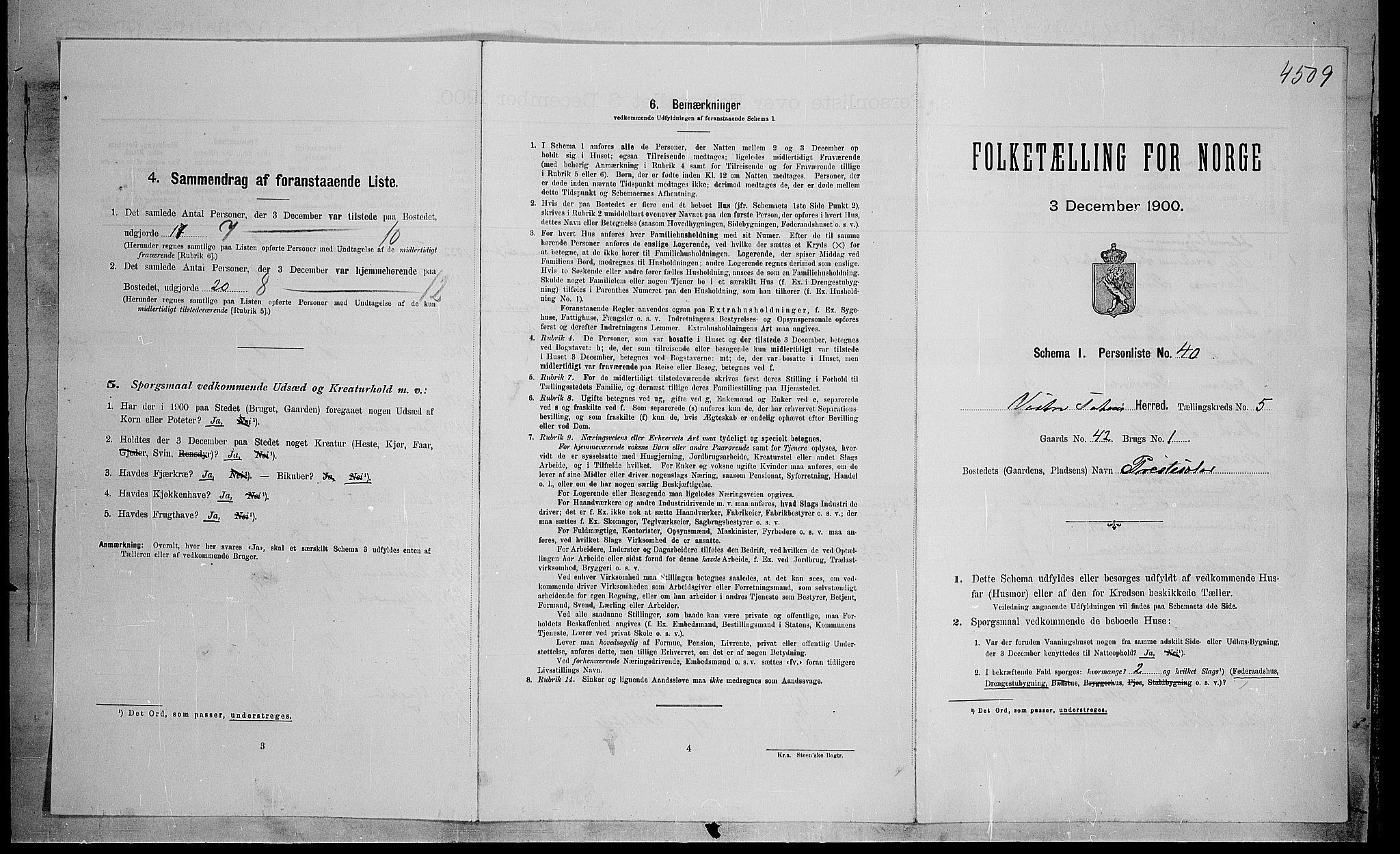 SAH, Folketelling 1900 for 0529 Vestre Toten herred, 1900, s. 975