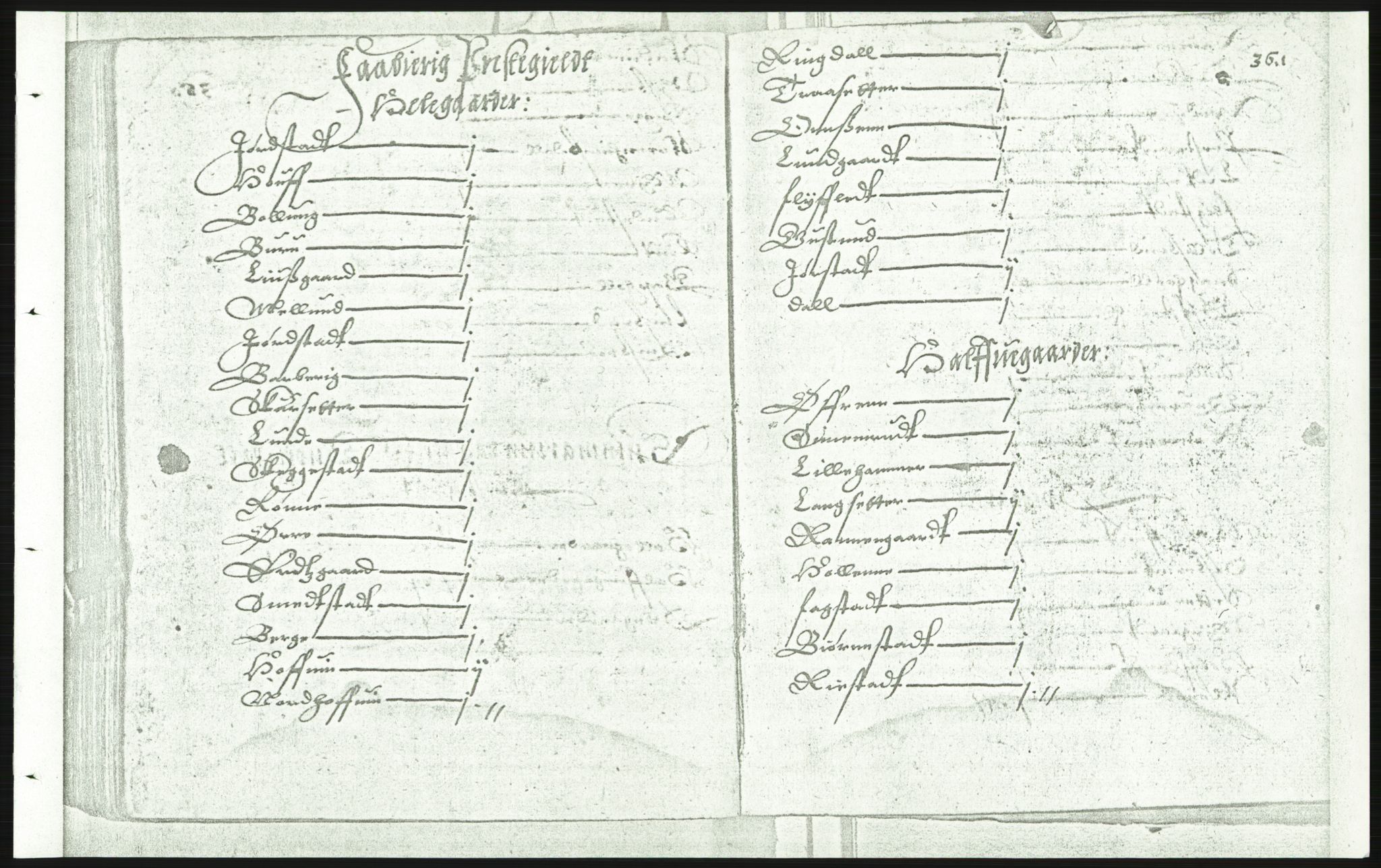 Manuskriptsamlingen, AV/RA-EA-3667/F/L0175e: Kopi av Universitetsbiblioteket, manuskript kvarto nr. 503, Manntall på fulle og halve og ødegårder uti Oslo og Hamar stift anno 1602,V Gudbrandsdalen, Hedmark, Østerdalen, Hadeland, 1602, s. 360b-361a