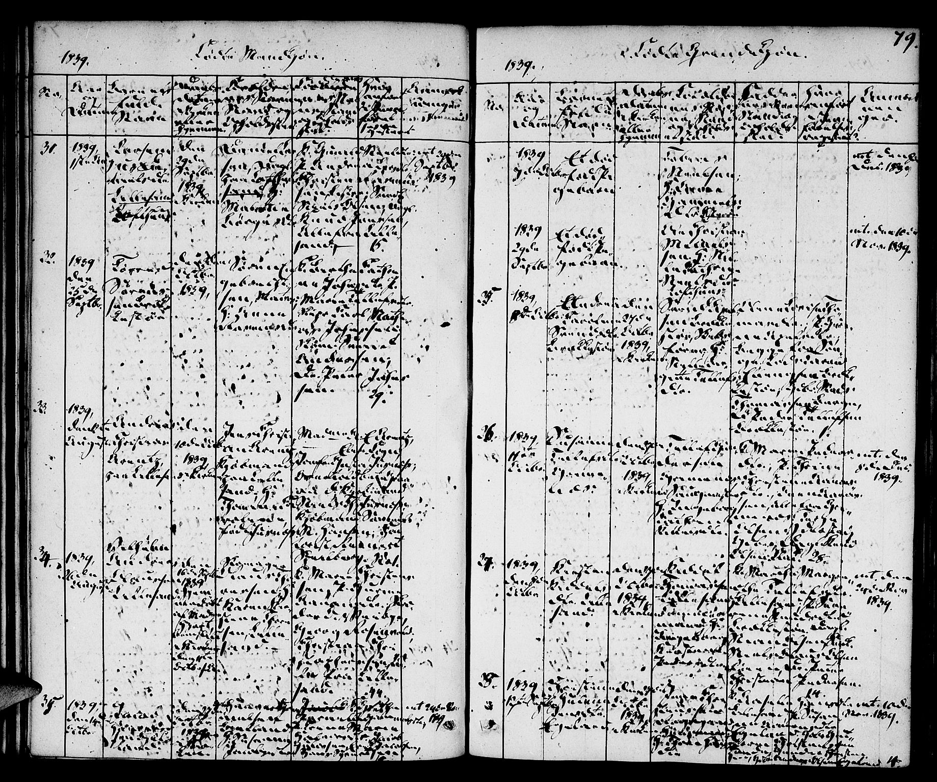 Vestre Moland sokneprestkontor, AV/SAK-1111-0046/F/Fa/Fab/L0004: Ministerialbok nr. A 4, 1835-1843, s. 79