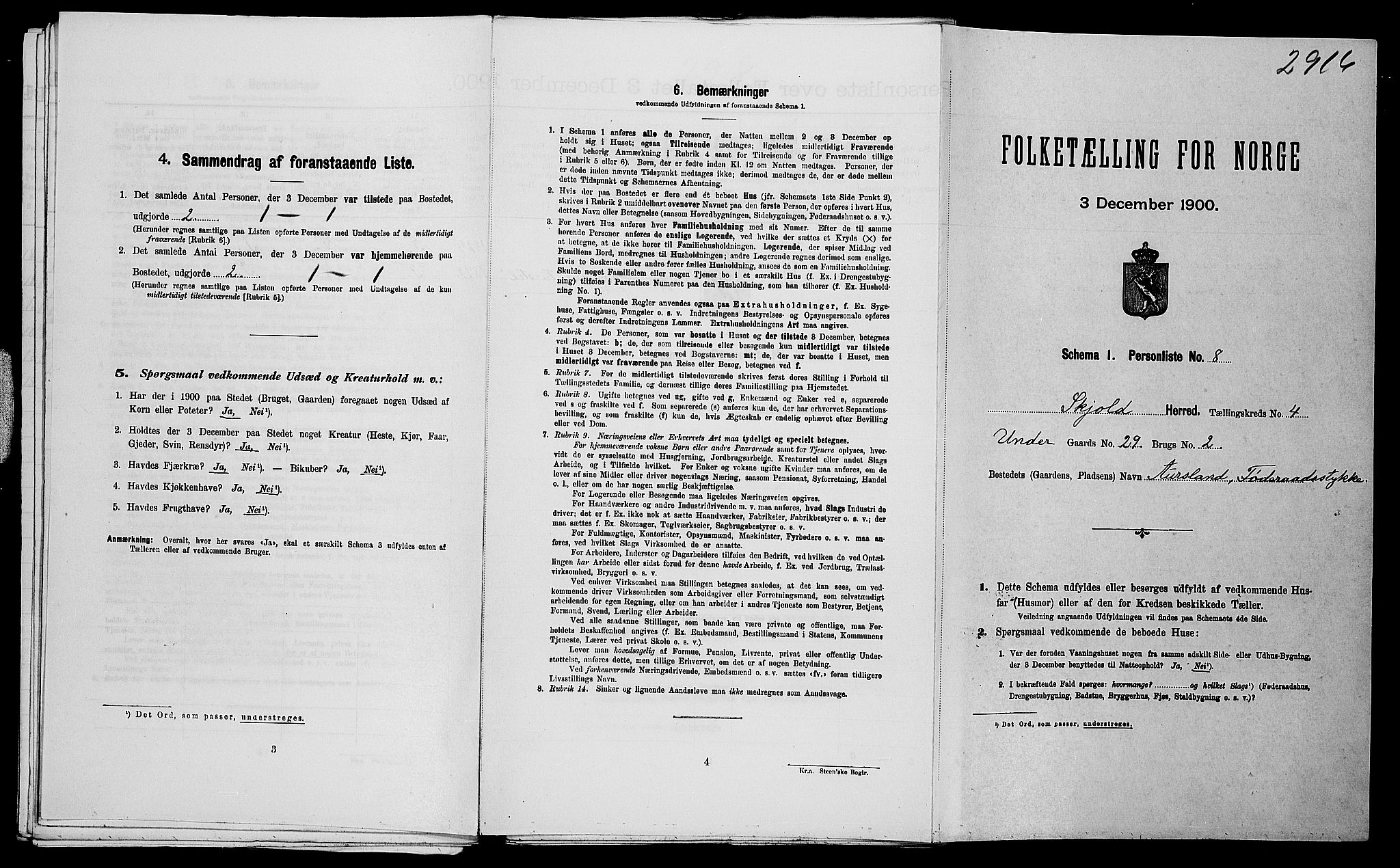SAST, Folketelling 1900 for 1154 Skjold herred, 1900, s. 350