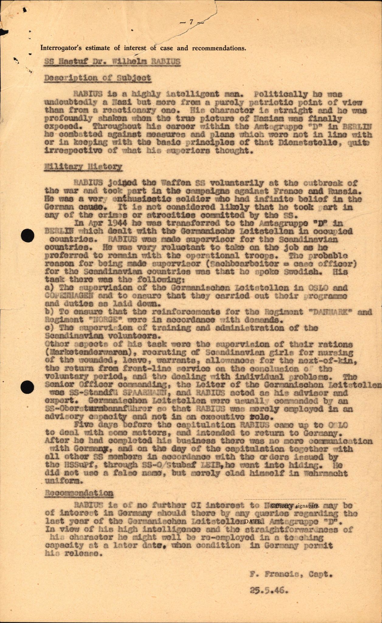 Forsvaret, Forsvarets overkommando II, AV/RA-RAFA-3915/D/Db/L0026: CI Questionaires. Tyske okkupasjonsstyrker i Norge. Tyskere., 1945-1946, s. 494