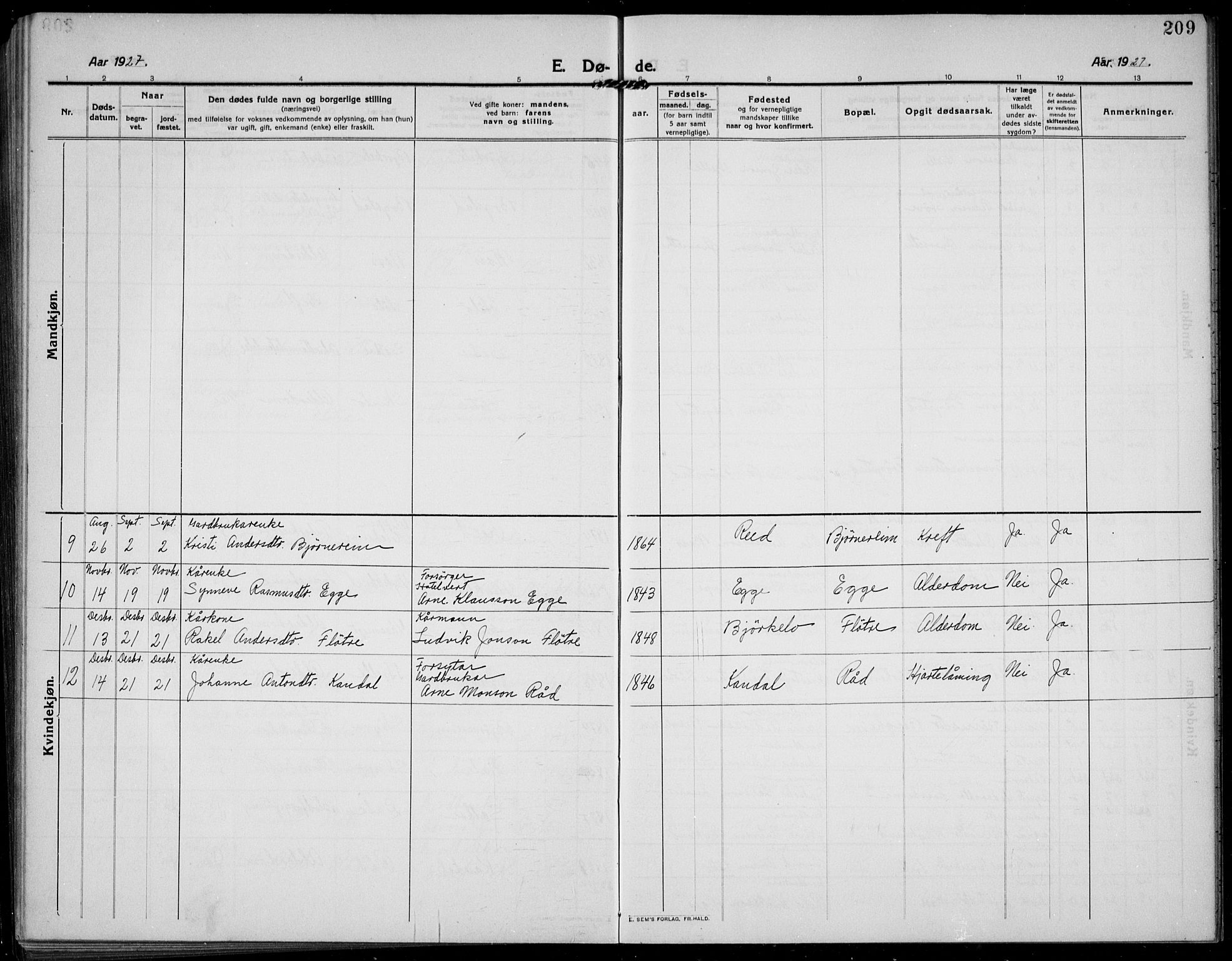 Gloppen sokneprestembete, SAB/A-80101/H/Hab/Habc/L0003: Klokkerbok nr. C 3, 1911-1938, s. 209