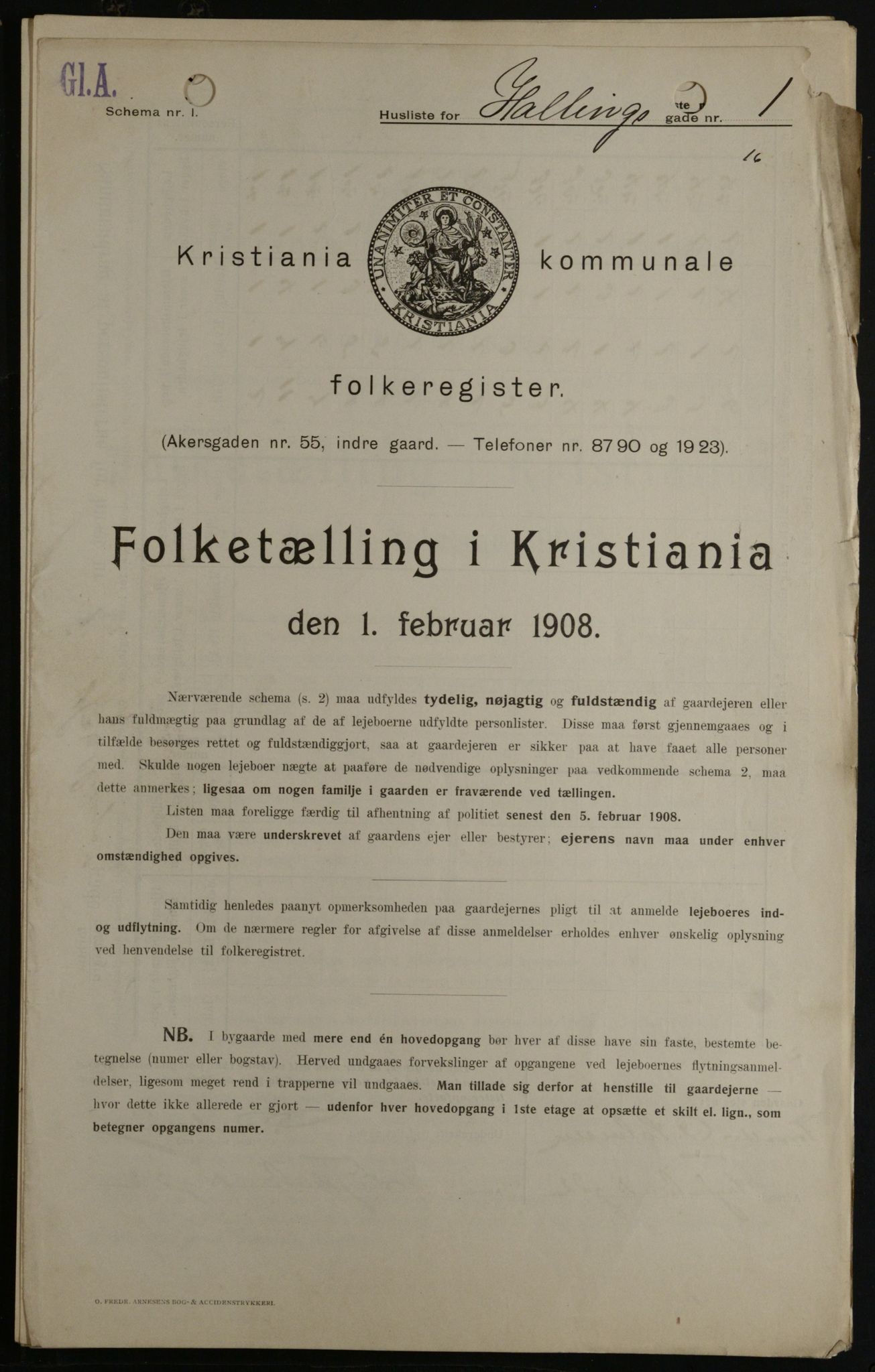 OBA, Kommunal folketelling 1.2.1908 for Kristiania kjøpstad, 1908, s. 30746