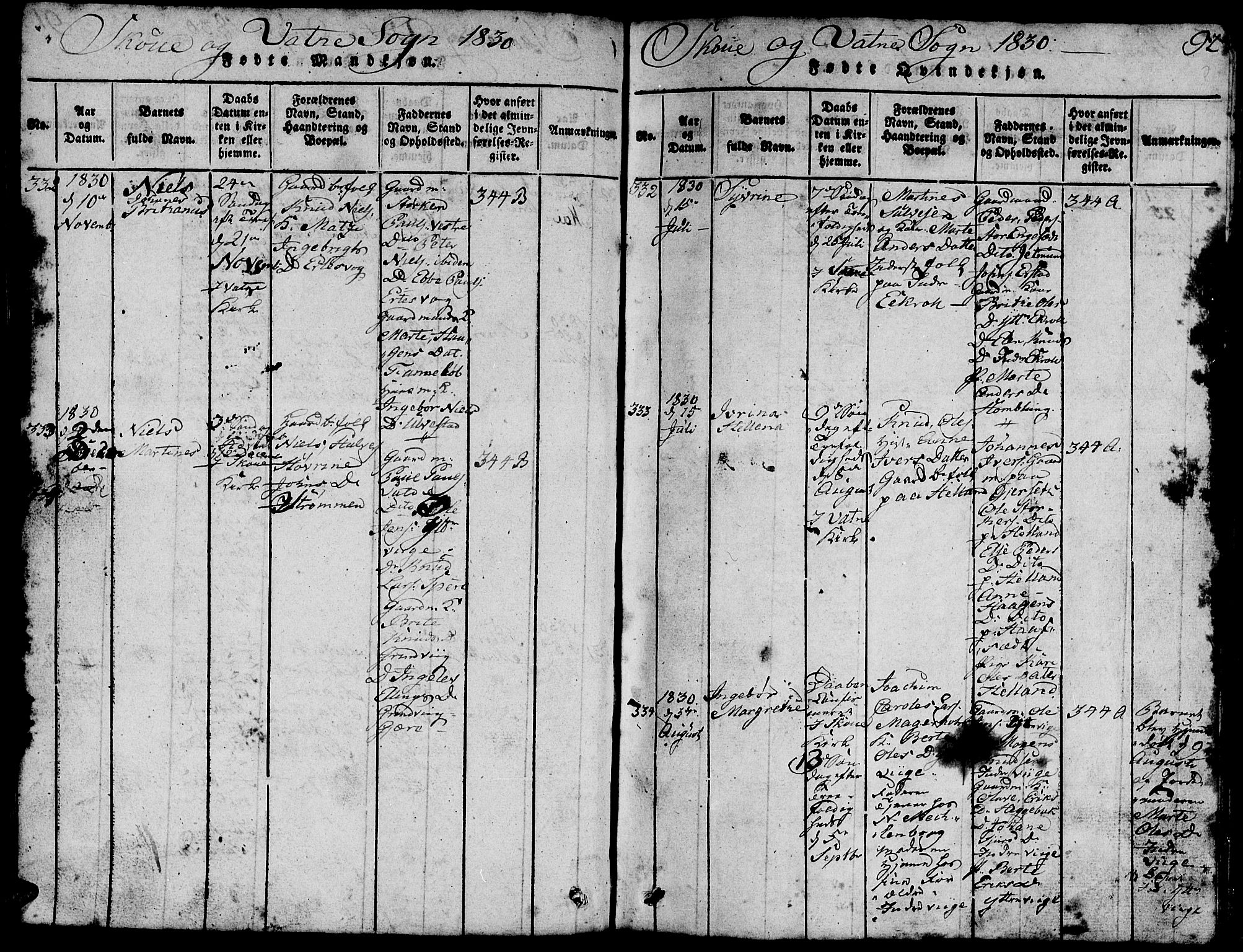 Ministerialprotokoller, klokkerbøker og fødselsregistre - Møre og Romsdal, AV/SAT-A-1454/524/L0360: Klokkerbok nr. 524C01, 1816-1830, s. 92