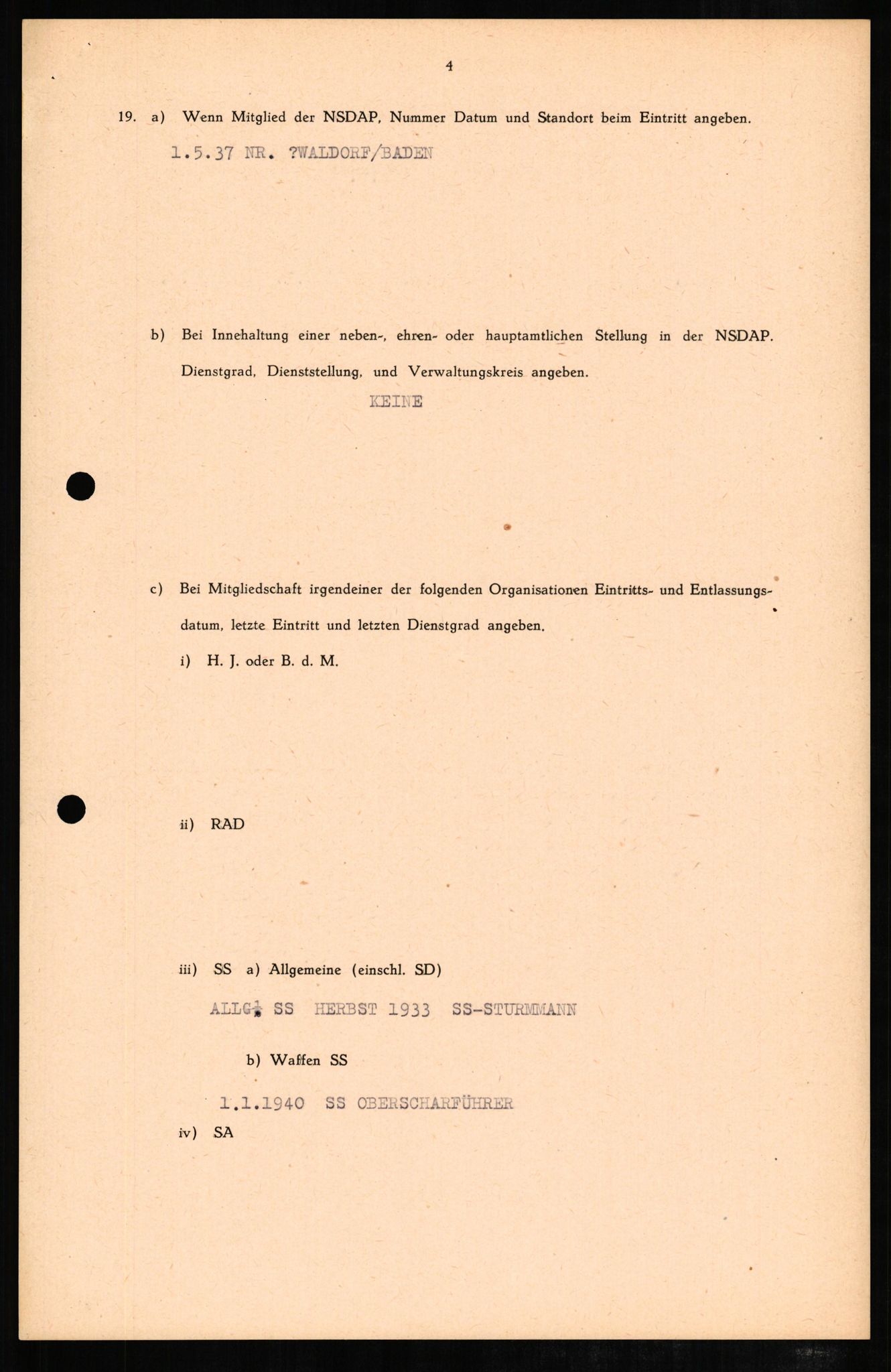 Forsvaret, Forsvarets overkommando II, RA/RAFA-3915/D/Db/L0007: CI Questionaires. Tyske okkupasjonsstyrker i Norge. Tyskere., 1945-1946, s. 143