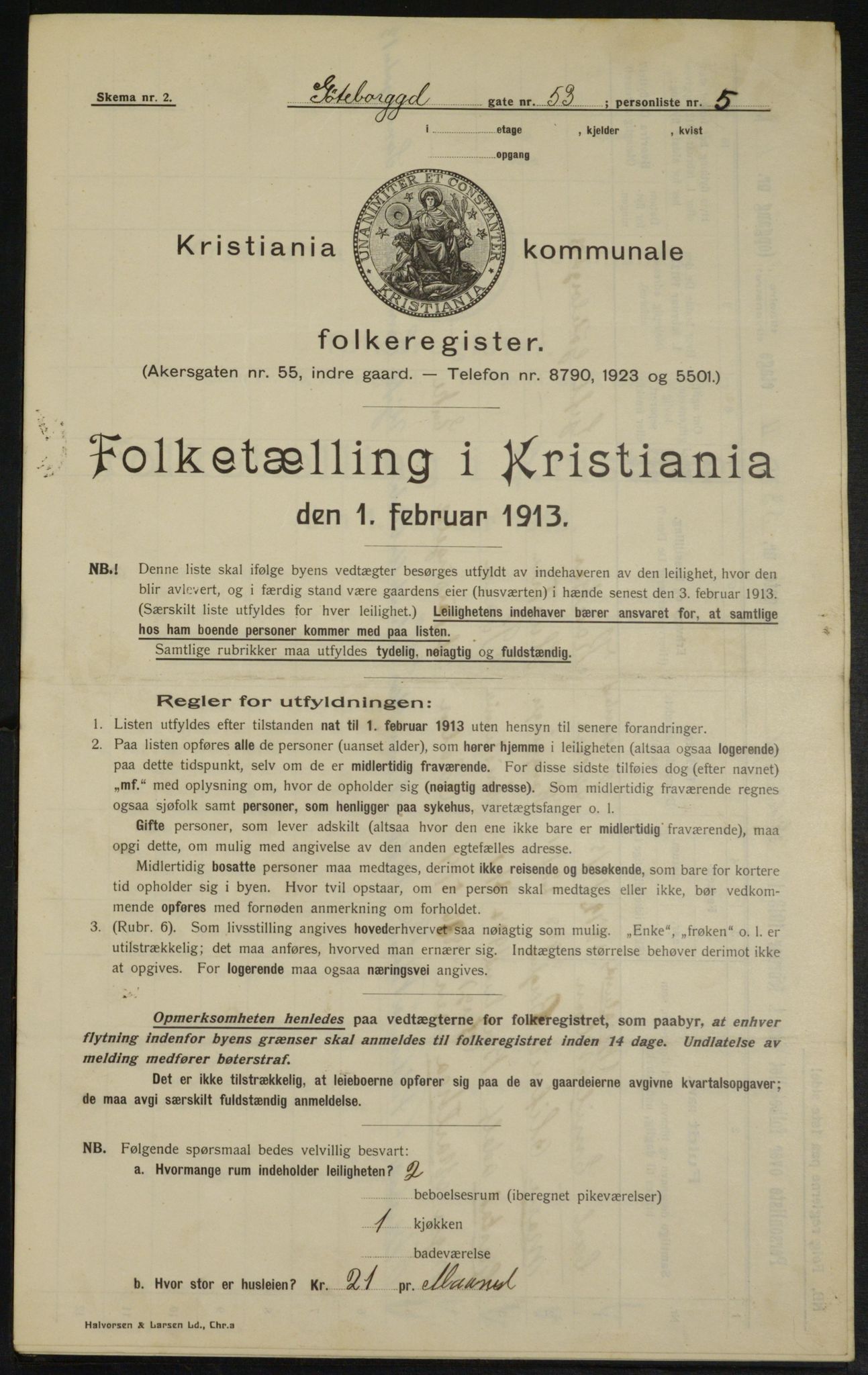 OBA, Kommunal folketelling 1.2.1913 for Kristiania, 1913, s. 33330