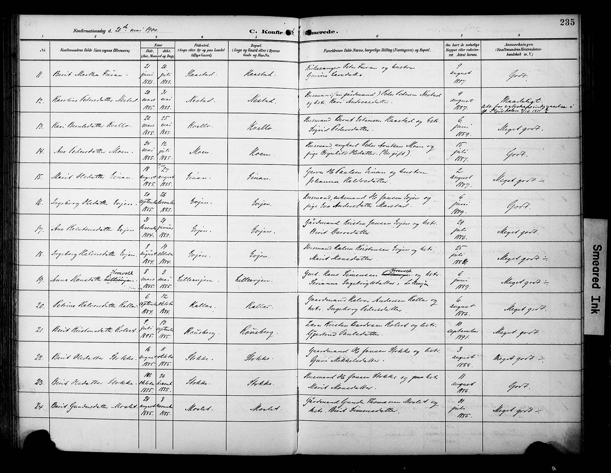 Ministerialprotokoller, klokkerbøker og fødselsregistre - Sør-Trøndelag, SAT/A-1456/695/L1149: Ministerialbok nr. 695A09, 1891-1902, s. 235