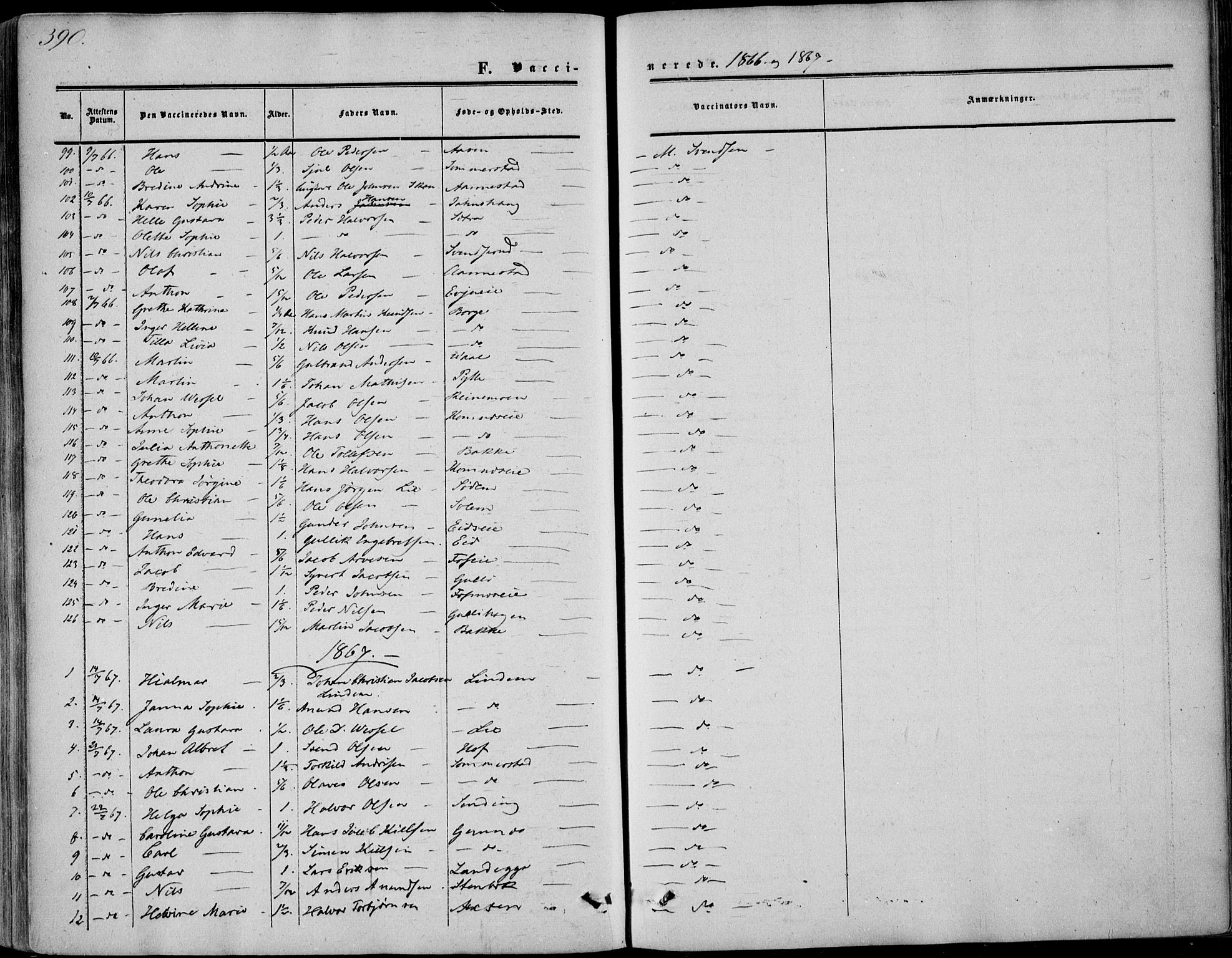 Sandsvær kirkebøker, SAKO/A-244/F/Fa/L0006: Ministerialbok nr. I 6, 1857-1868, s. 390