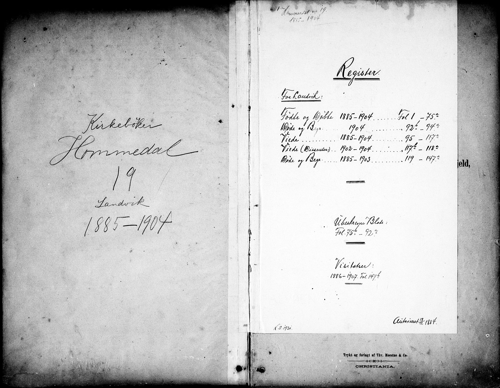 Hommedal sokneprestkontor, SAK/1111-0023/F/Fb/Fbb/L0007: Klokkerbok nr. B 7, 1885-1904