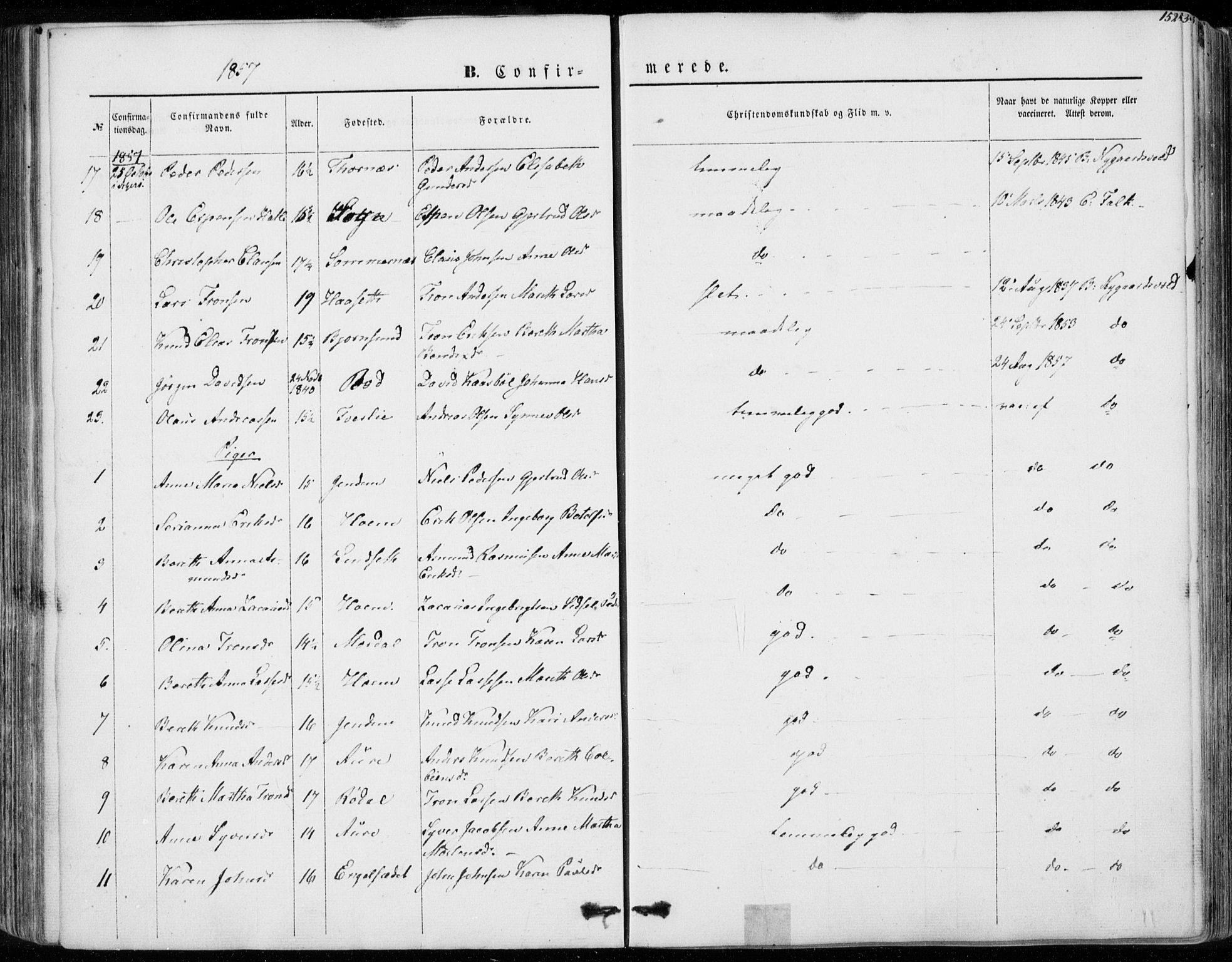 Ministerialprotokoller, klokkerbøker og fødselsregistre - Møre og Romsdal, AV/SAT-A-1454/565/L0748: Ministerialbok nr. 565A02, 1845-1872, s. 152