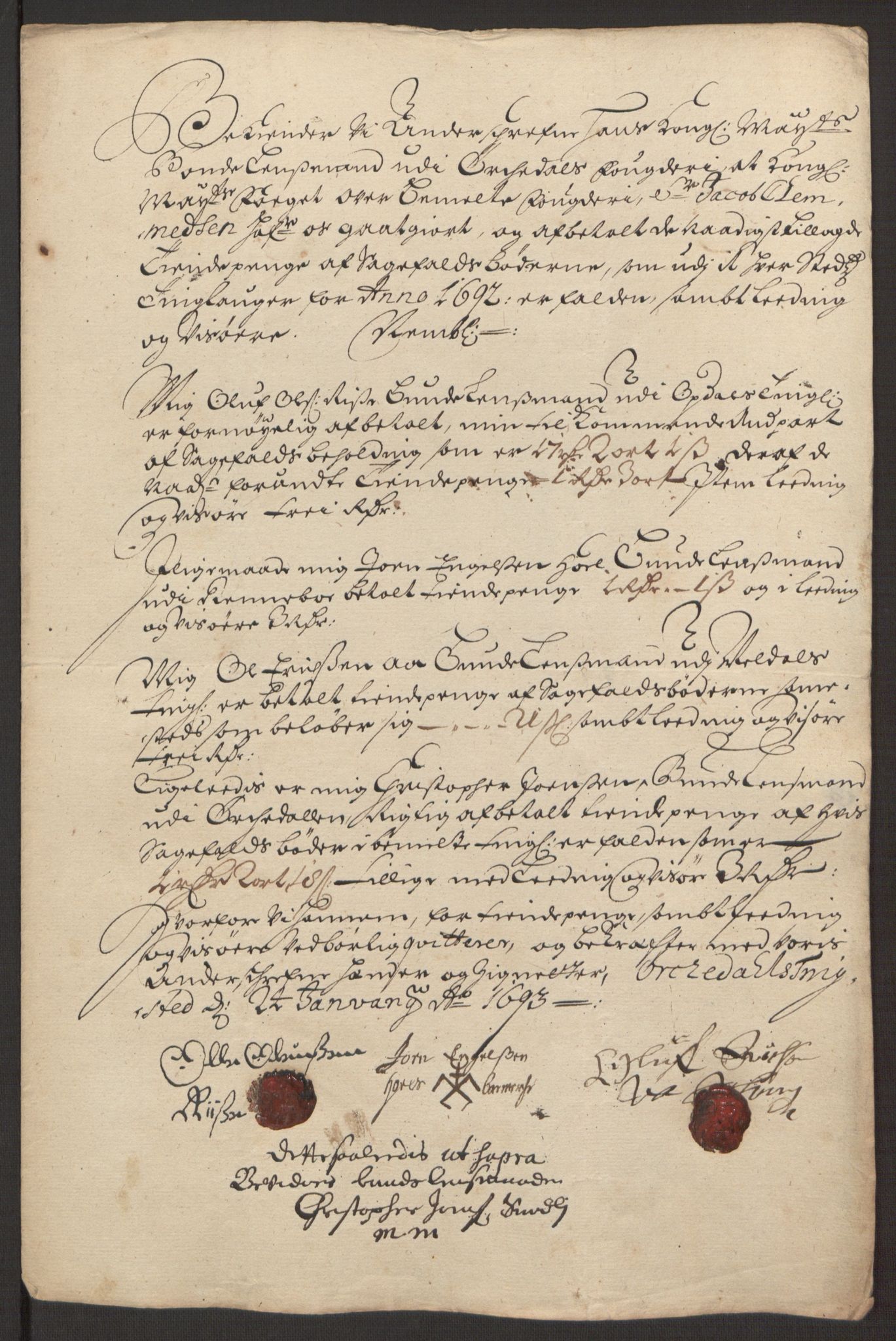 Rentekammeret inntil 1814, Reviderte regnskaper, Fogderegnskap, RA/EA-4092/R58/L3937: Fogderegnskap Orkdal, 1691-1692, s. 369