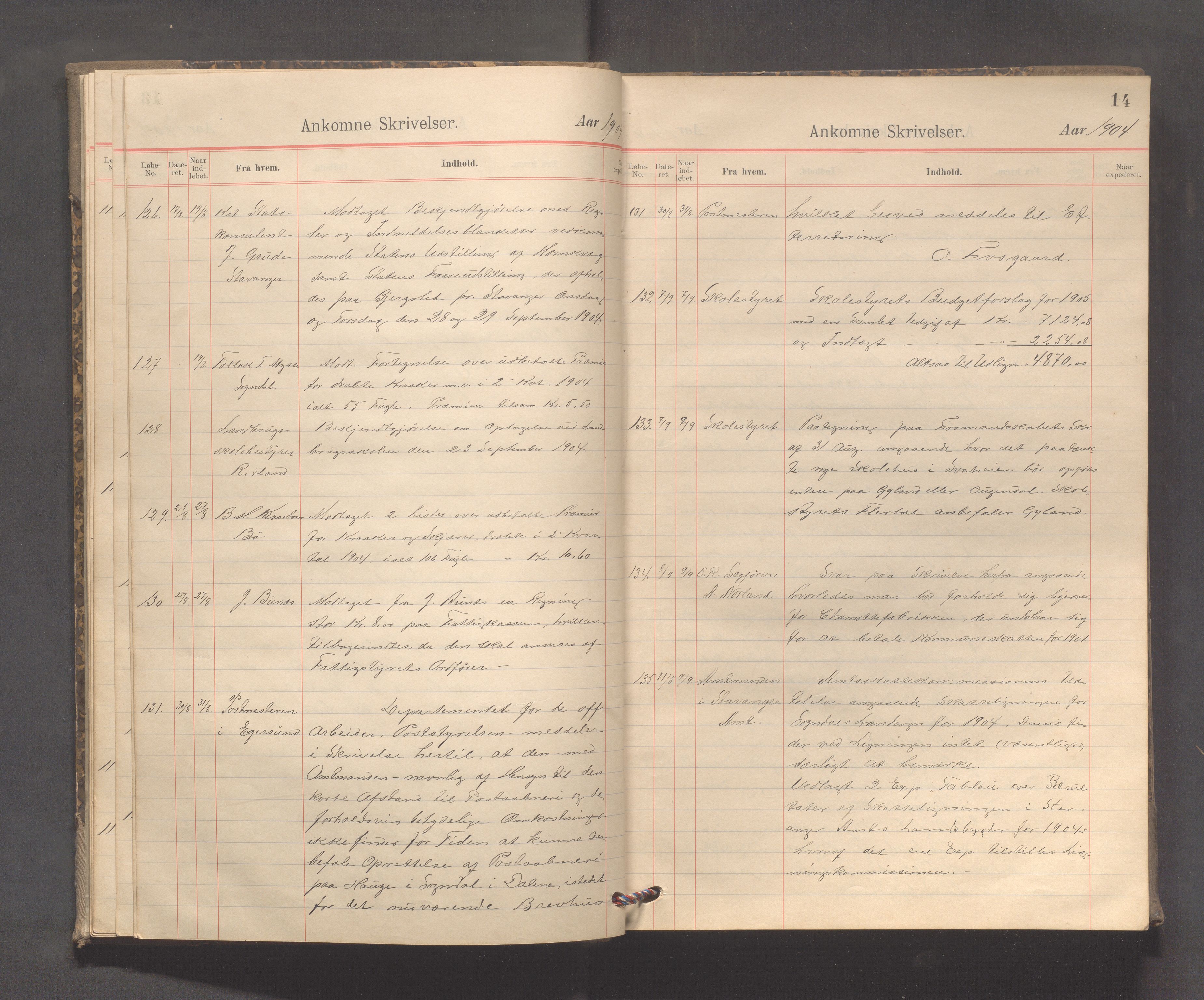 Sokndal kommune - Formannskapet/Sentraladministrasjonen, IKAR/K-101099/C/Ca/L0003: Journal, 1904-1912, s. 14