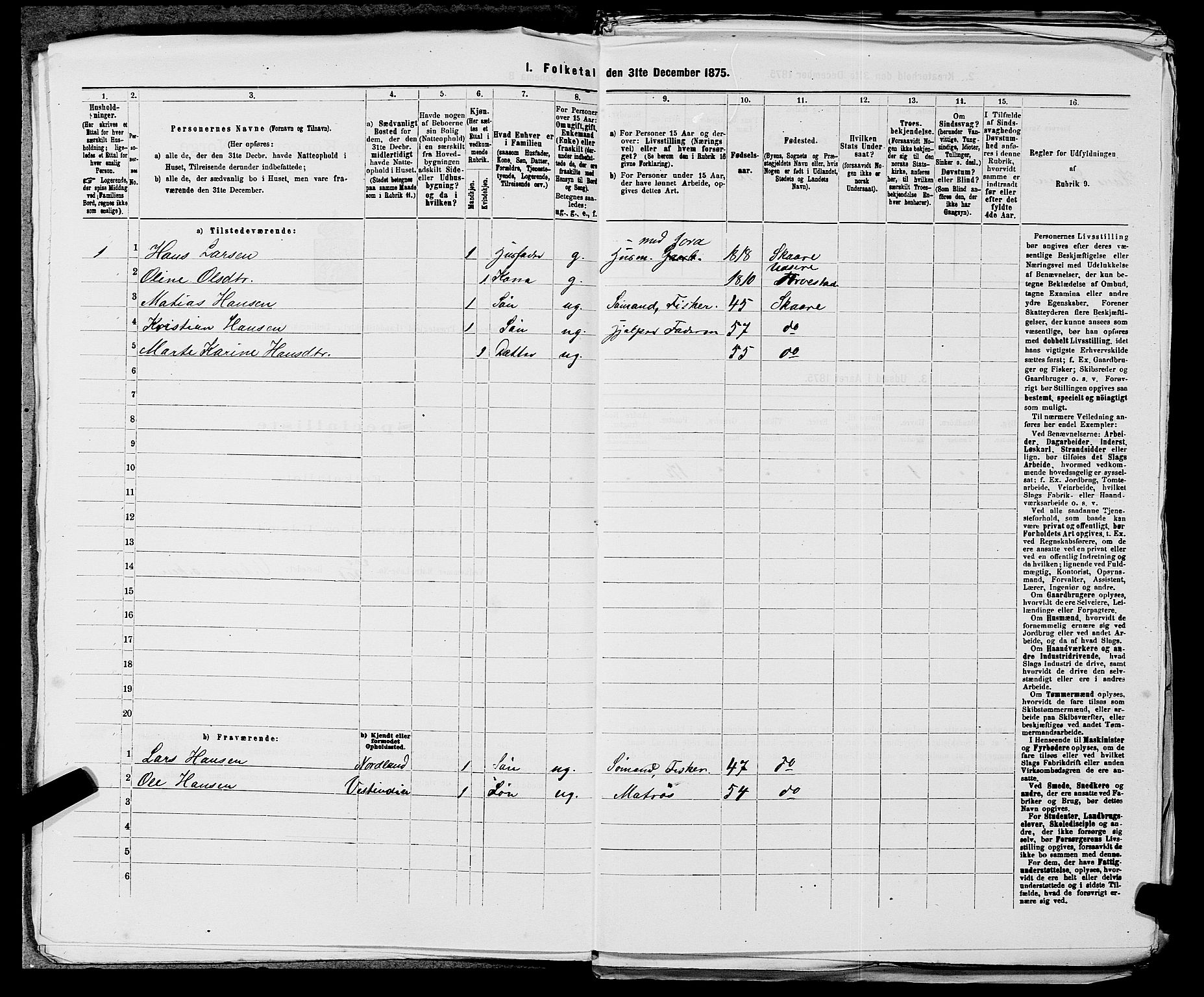 SAST, Folketelling 1875 for 1152L Torvastad prestegjeld, Torvastad sokn, Skåre sokn og Utsira sokn, 1875, s. 773