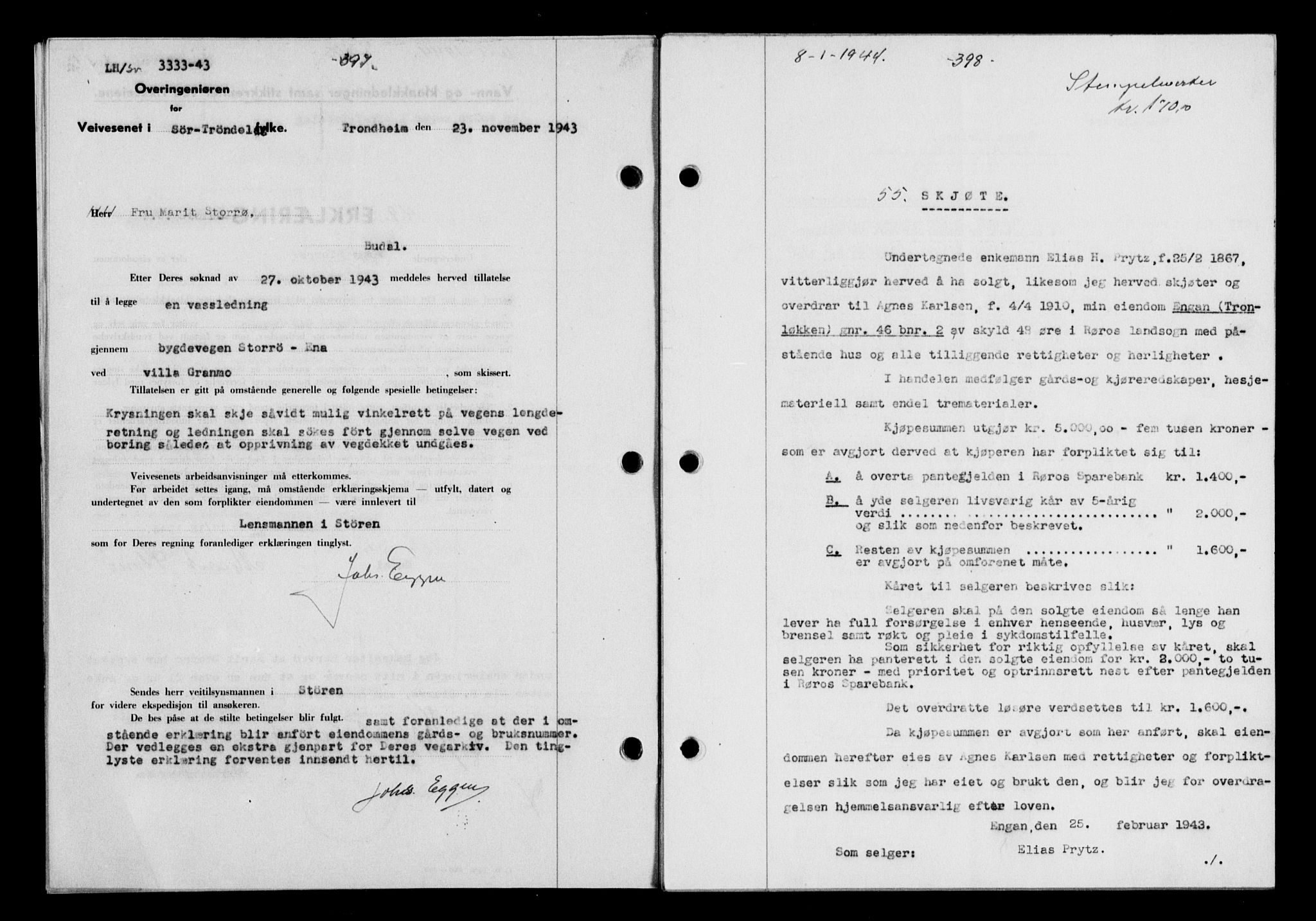 Gauldal sorenskriveri, SAT/A-0014/1/2/2C/L0057: Pantebok nr. 62, 1943-1944, Dagboknr: 55/1944