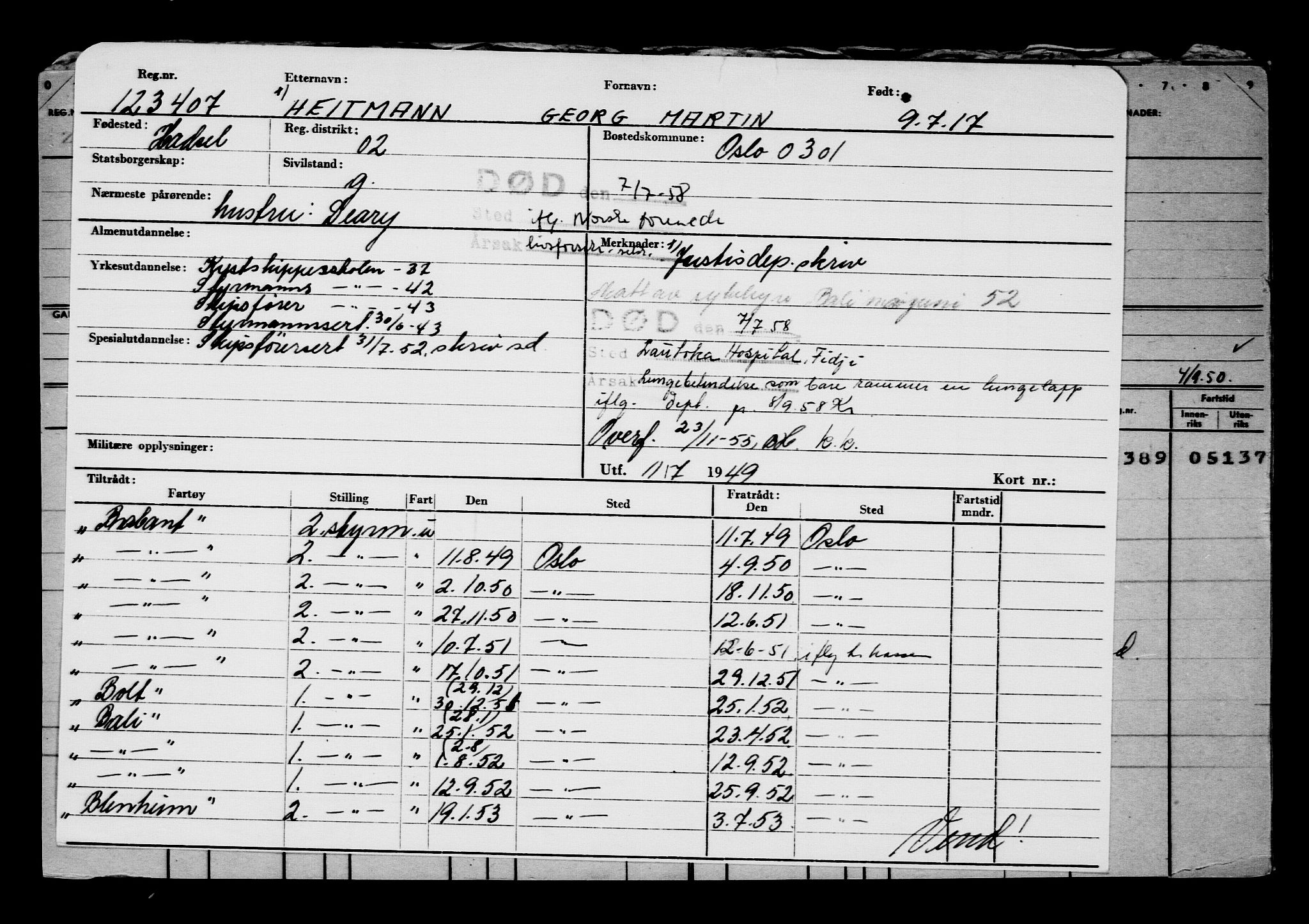 Direktoratet for sjømenn, AV/RA-S-3545/G/Gb/L0150: Hovedkort, 1917, s. 176